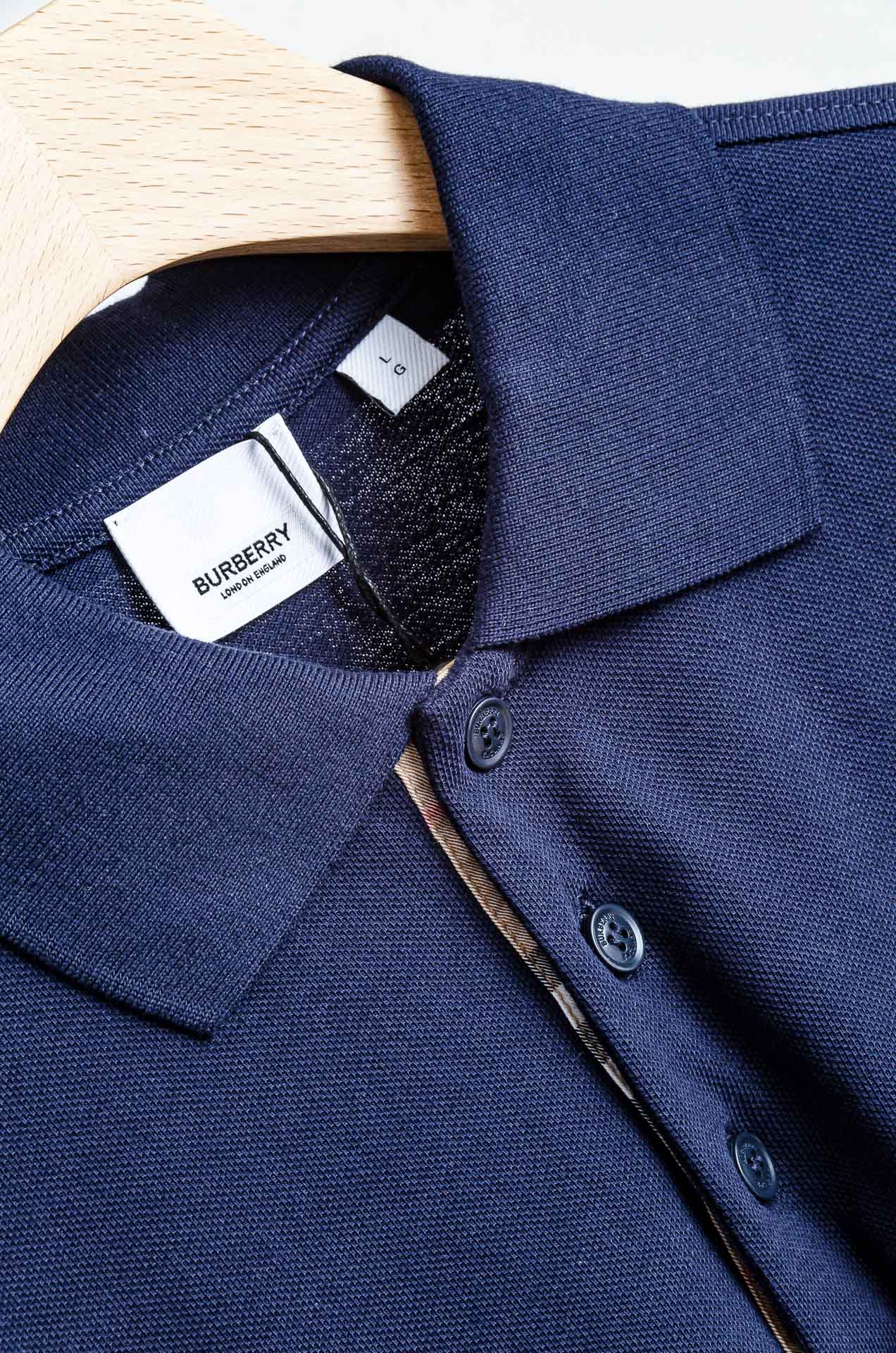 🧨 ☀️☀️ Burberry2026//男士商务休闲纯色翻领短袖POLO衫#客供进口100%珠地棉面料