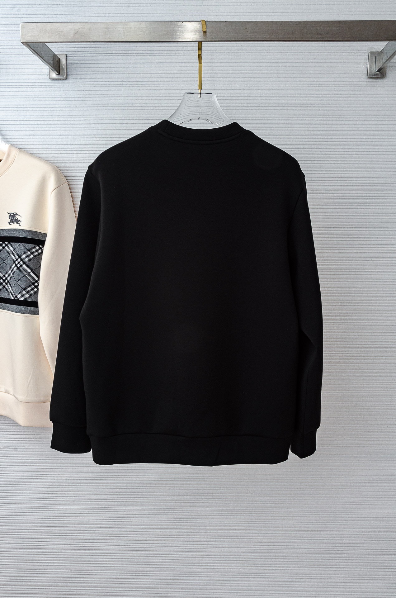 BURBERRY 2025FW新品 空气层肌理感客供进口舒适透气挺括版 拼皮料修饰拉链翻领长袖男士卫衣#