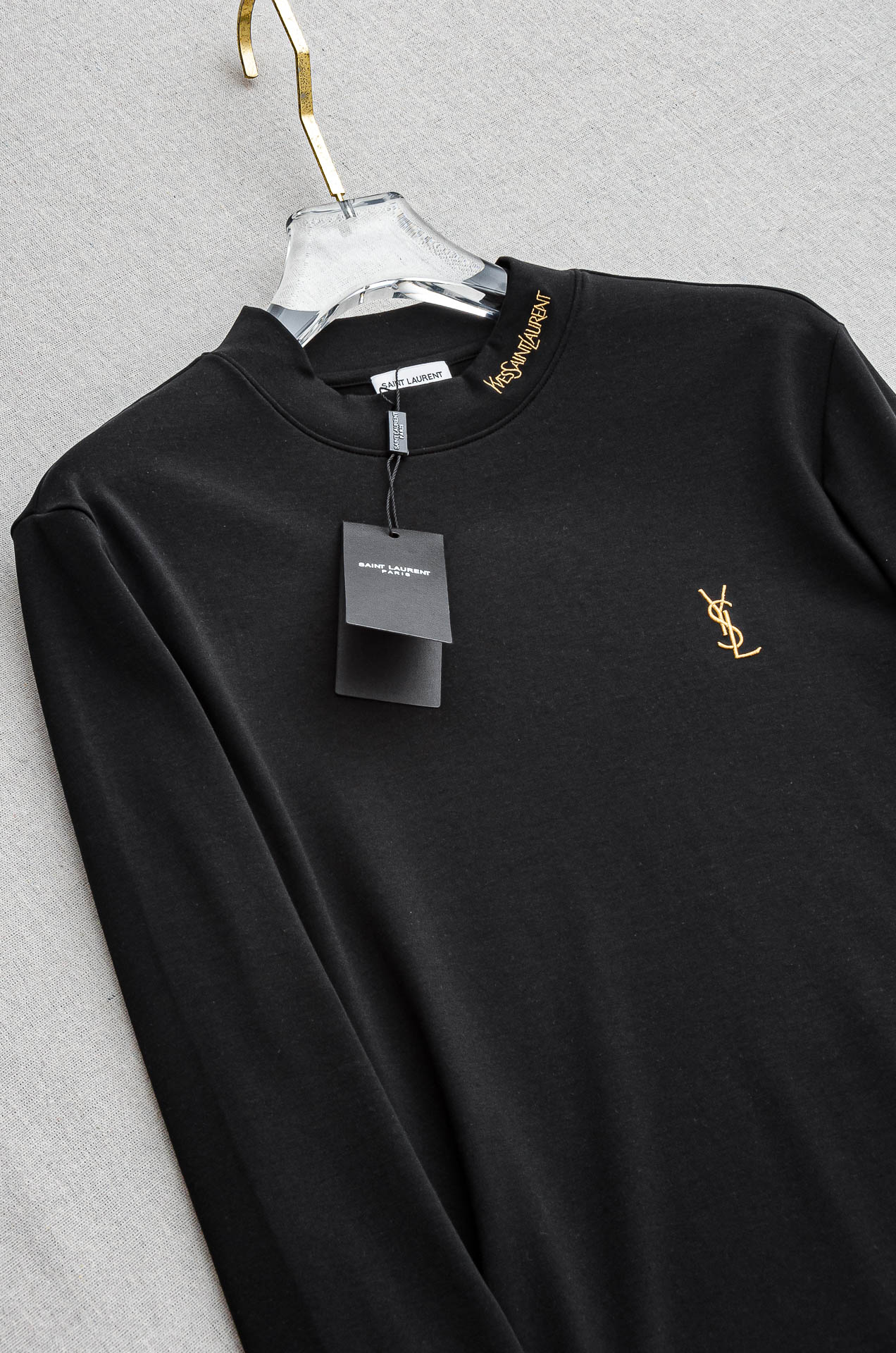 YSL25FW秋冬新款 立体刺绣男士长袖T恤衫#把重心都放在了面料上，出口海外的订单，客供进口精选42%