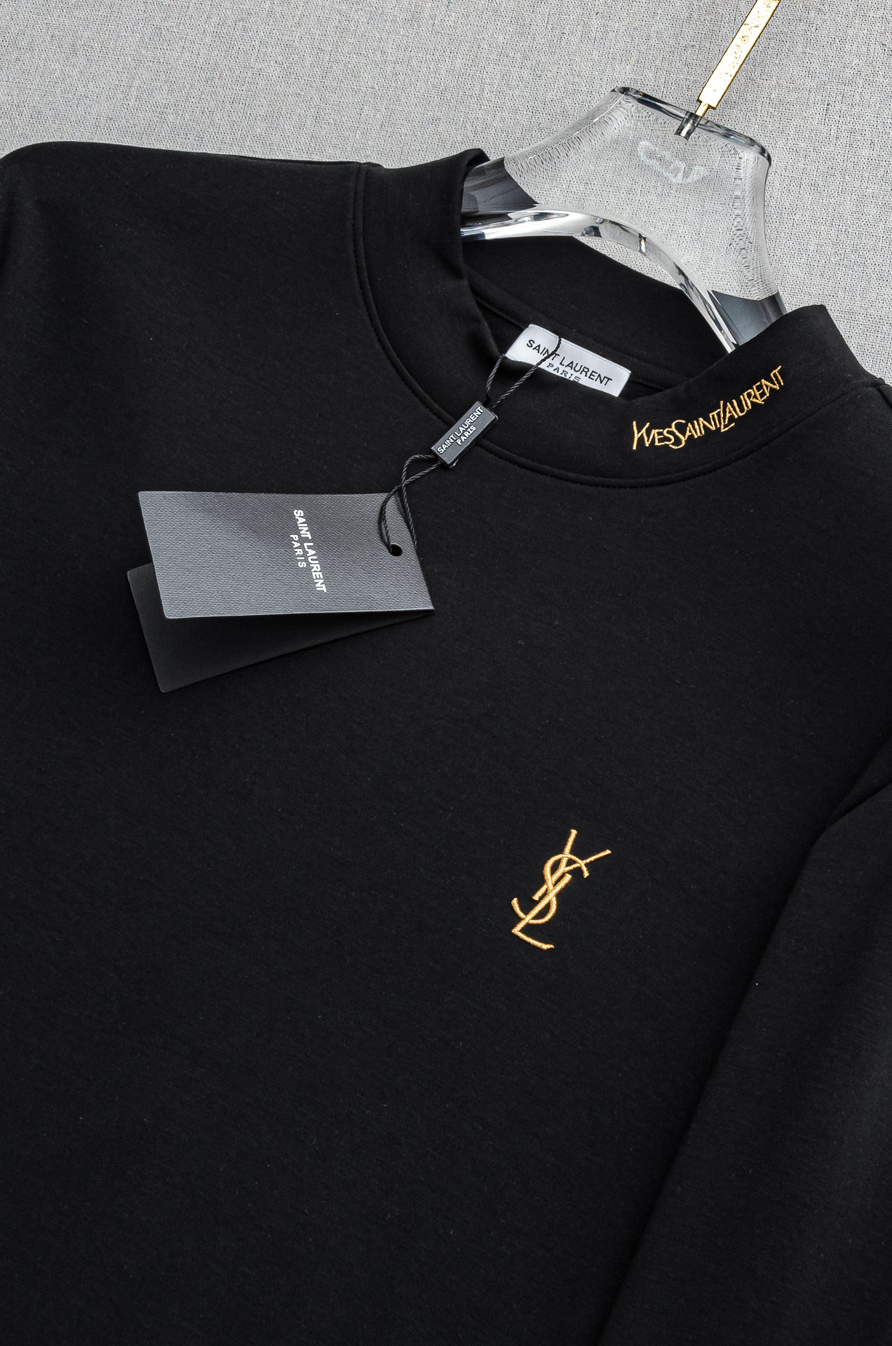 YSL25FW秋冬新款 立体刺绣男士长袖T恤衫#把重心都放在了面料上，出口海外的订单，客供进口精选42%