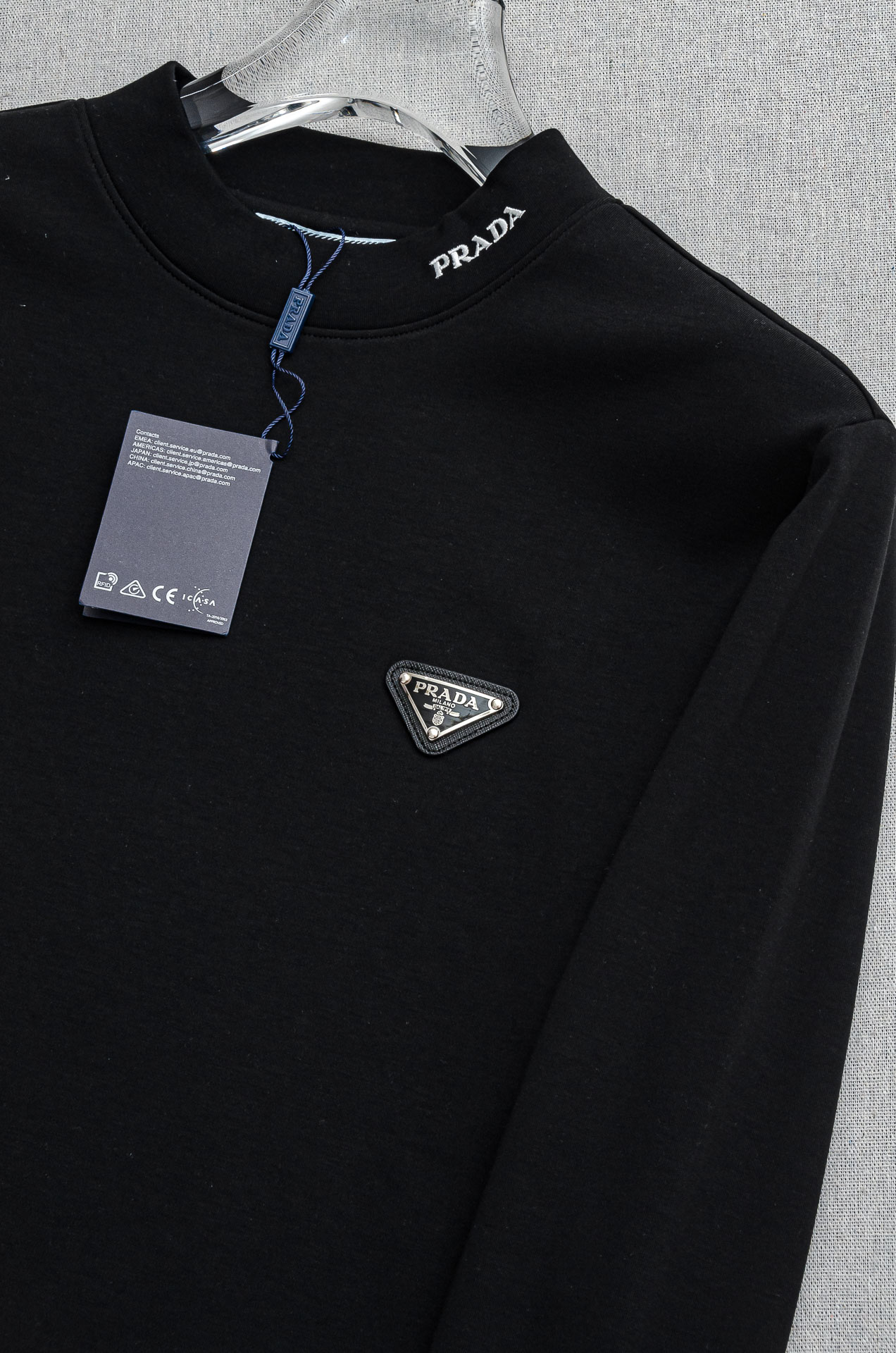 Prada25FW秋冬新款 立体刺绣男士长袖T恤衫#把重心都放在了面料上，出口海外的订单，客供进口精选4