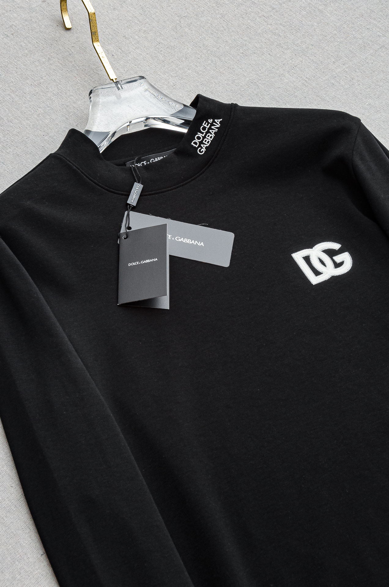 DG 25FW秋冬新款 立体刺绣男士长袖T恤衫#把重心都放在了面料上，出口海外的订单，客供进口精选42%