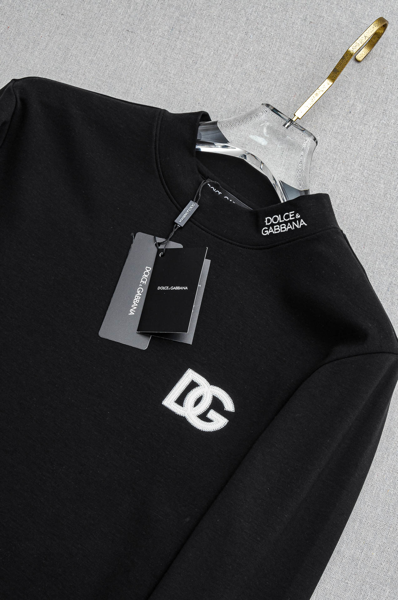 DG 25FW秋冬新款 立体刺绣男士长袖T恤衫#把重心都放在了面料上，出口海外的订单，客供进口精选42%