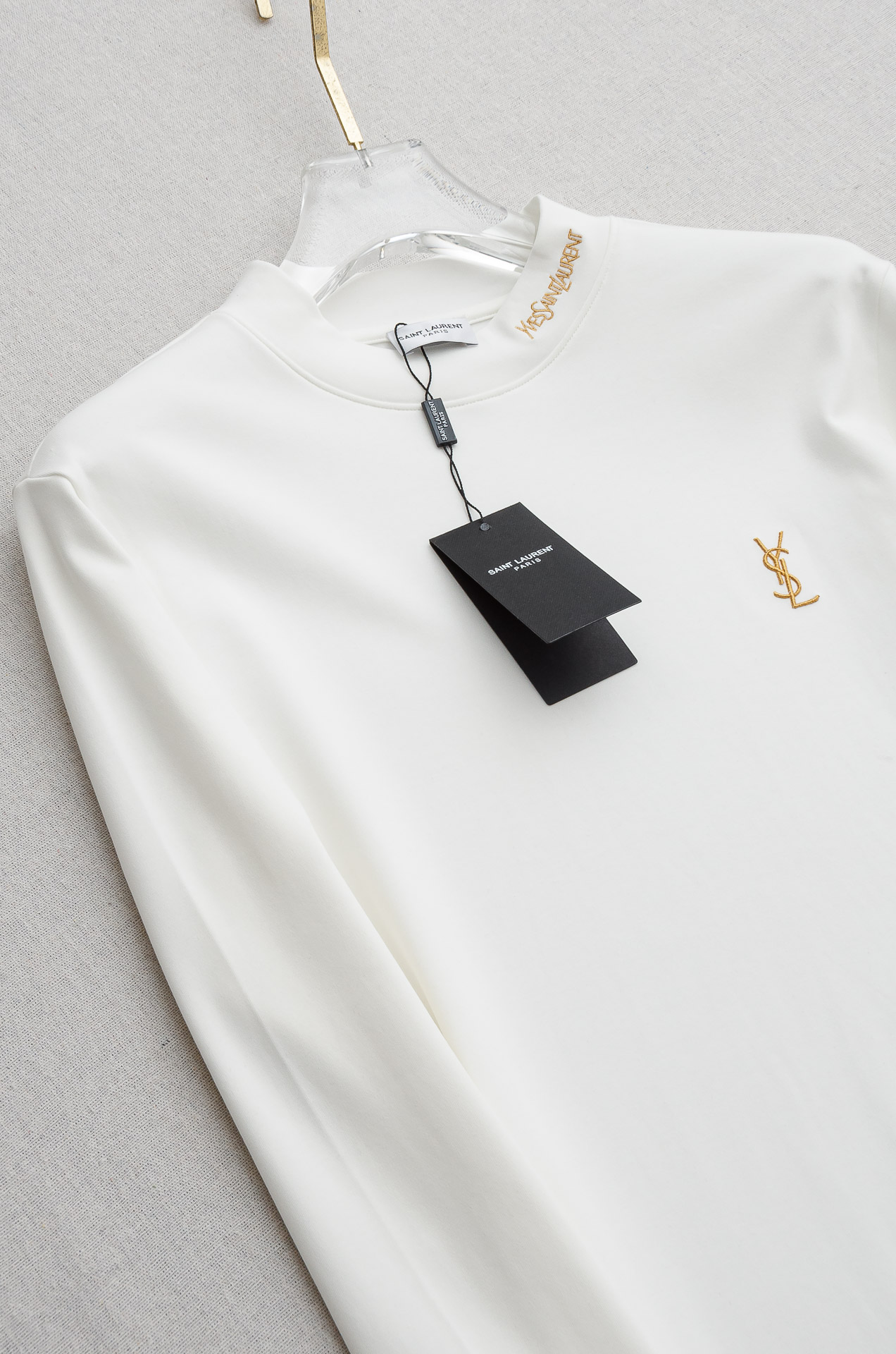 YSL25FW秋冬新款 立体刺绣男士长袖T恤衫#把重心都放在了面料上，出口海外的订单，客供进口精选42%