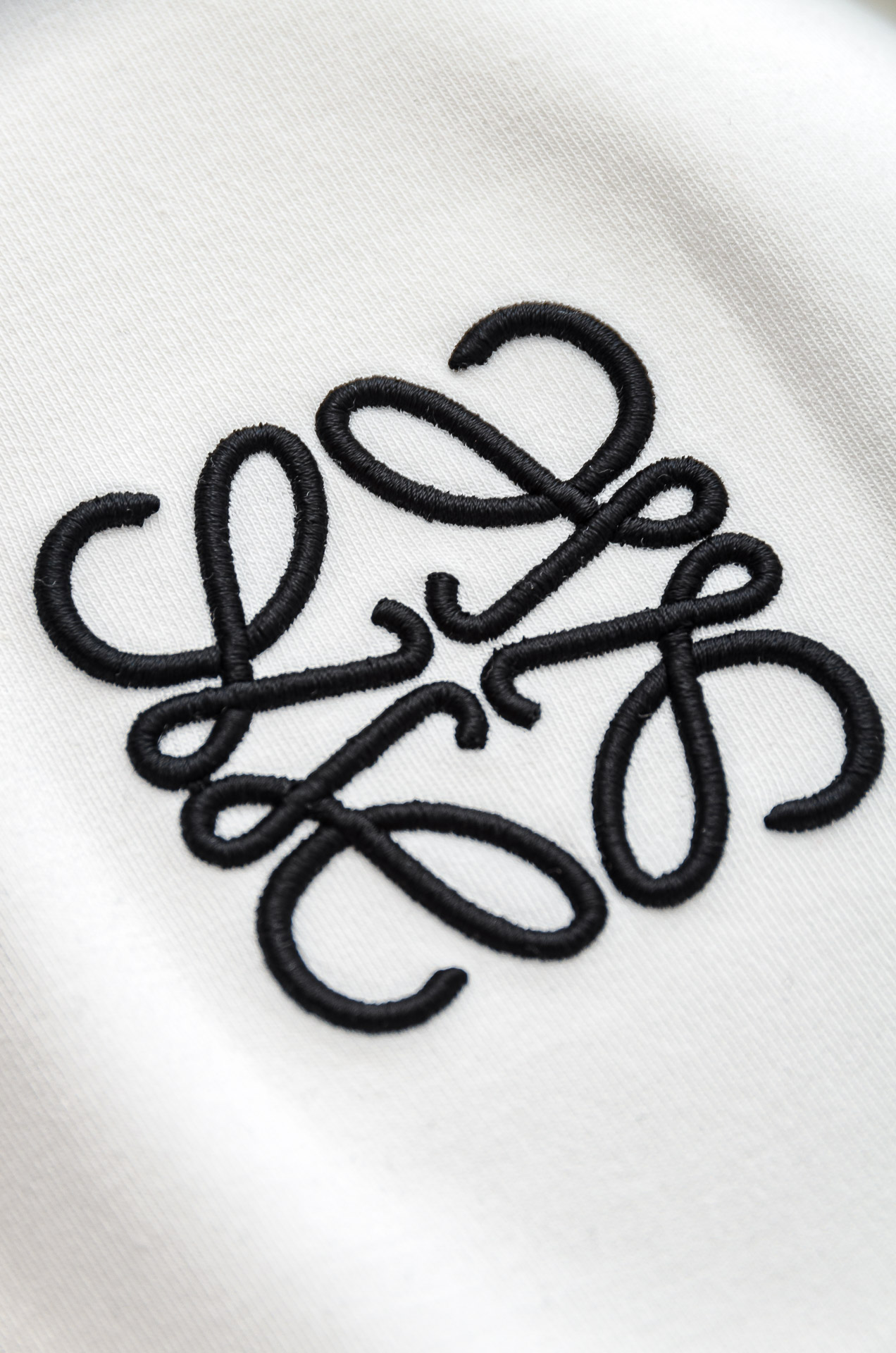 LOEWE罗意威 26FW秋冬新款 立体刺绣男士长袖T恤衫#把重心都放在了面料上，表面清晰可见的细格肌理