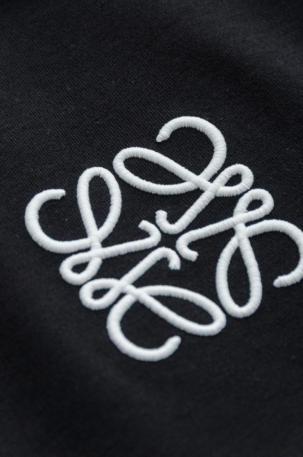 LOEWE罗意威 26FW秋冬新款 立体刺绣男士长袖T恤衫#把重心都放在了面料上，表面清晰可见的细格肌理