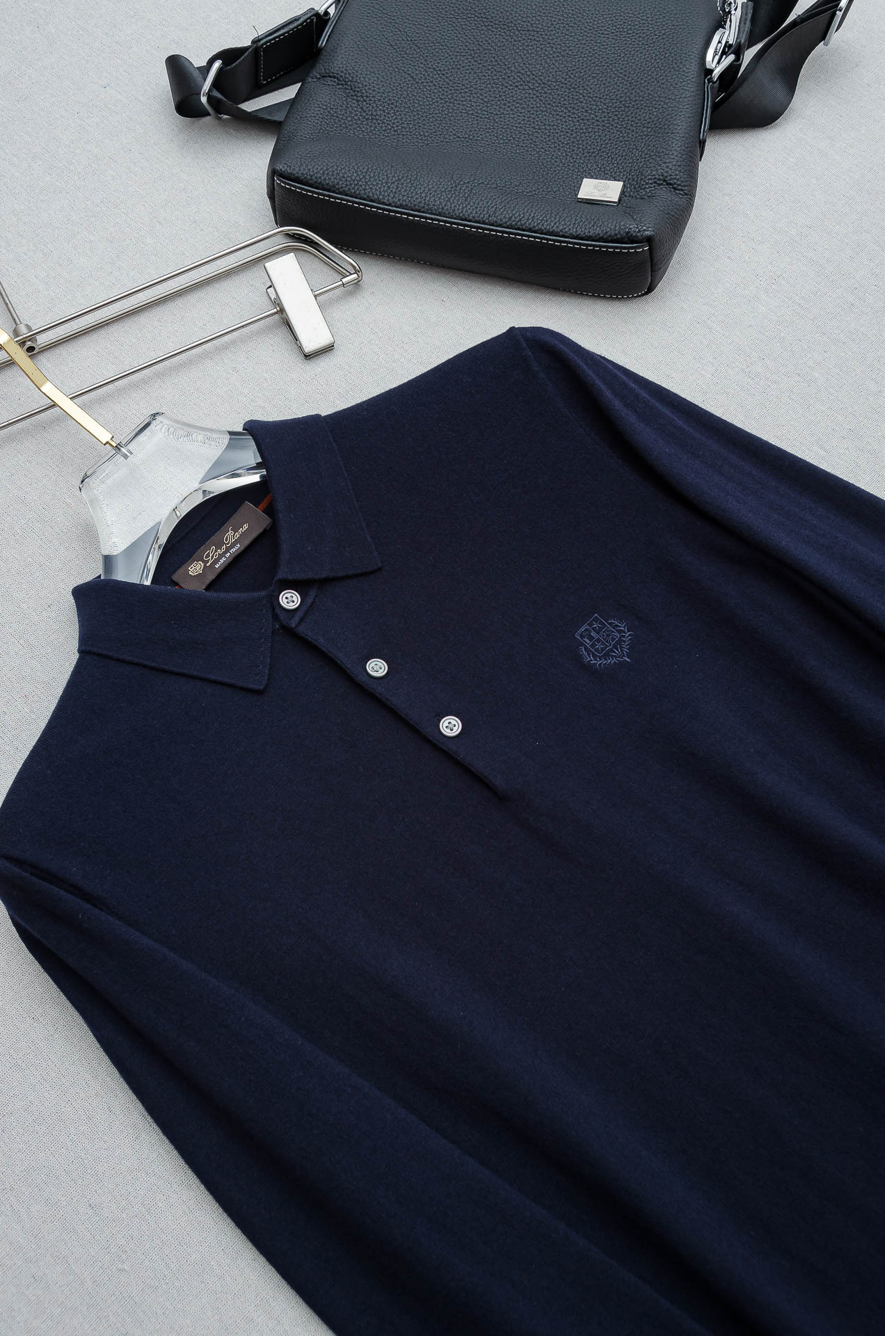 lP🆕 FW进口羊毛混纺面料男士翻领长袖毛衫#采用:46.3%腈纶+20%棉+16.9%锦纶+14.7%