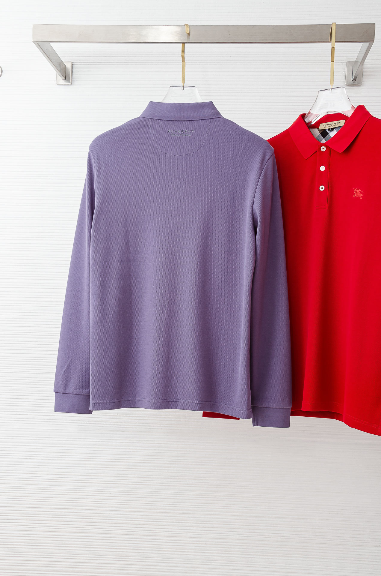 BURB#ERRY 巴宝/莉2025FW新品 轻奢男士翻领长袖T恤衫#精选客供进口100%棉采用高密度工