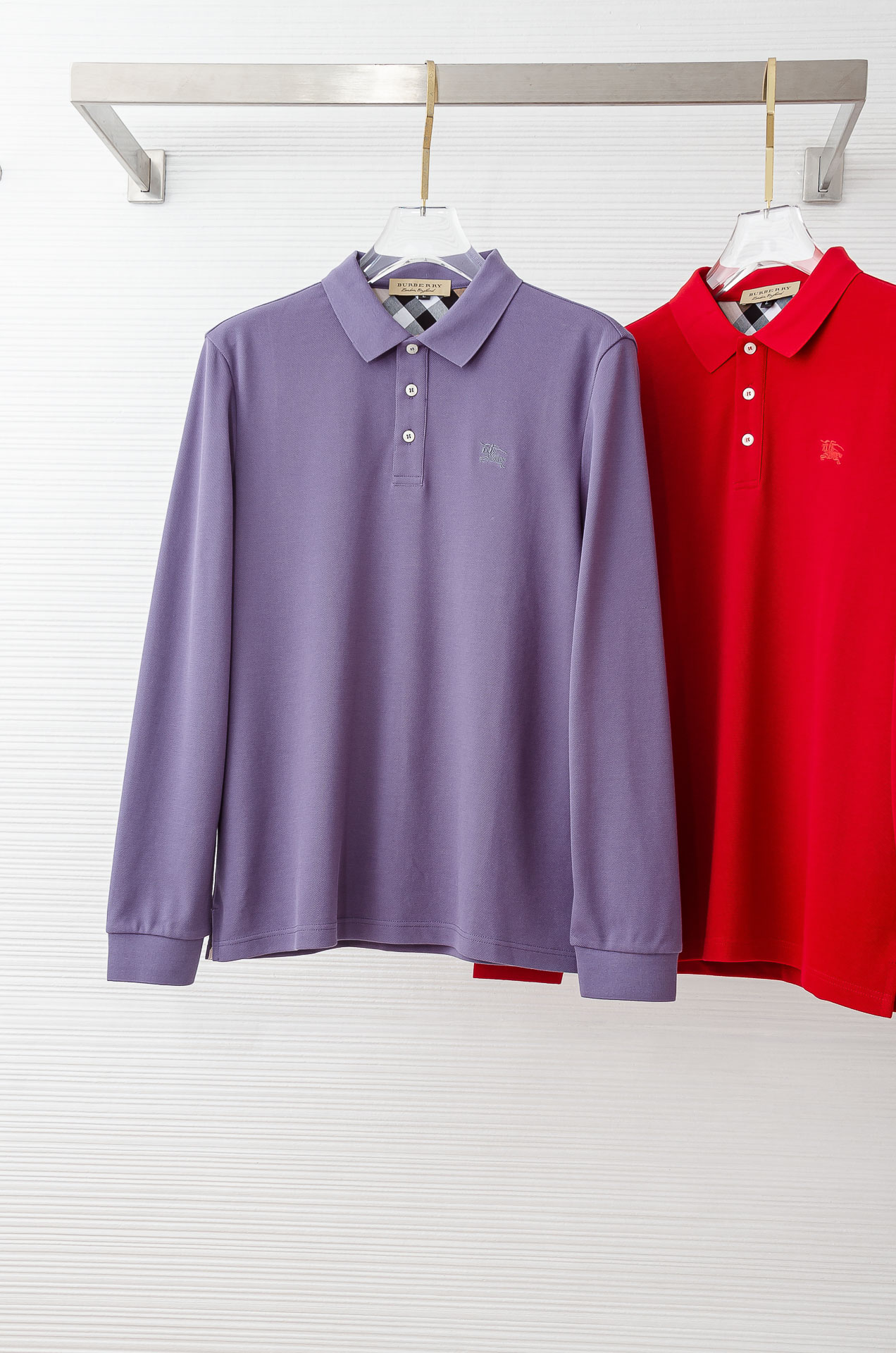 BURB#ERRY 巴宝/莉2025FW新品 轻奢男士翻领长袖T恤衫#精选客供进口100%棉采用高密度工