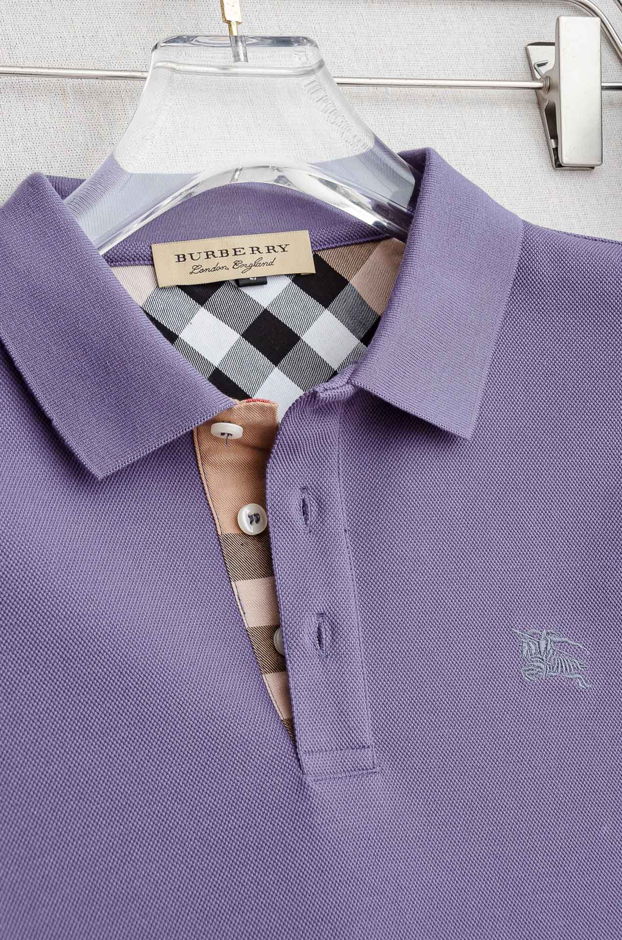 BURB#ERRY 巴宝/莉2025FW新品 轻奢男士翻领长袖T恤衫#精选客供进口100%棉采用高密度工