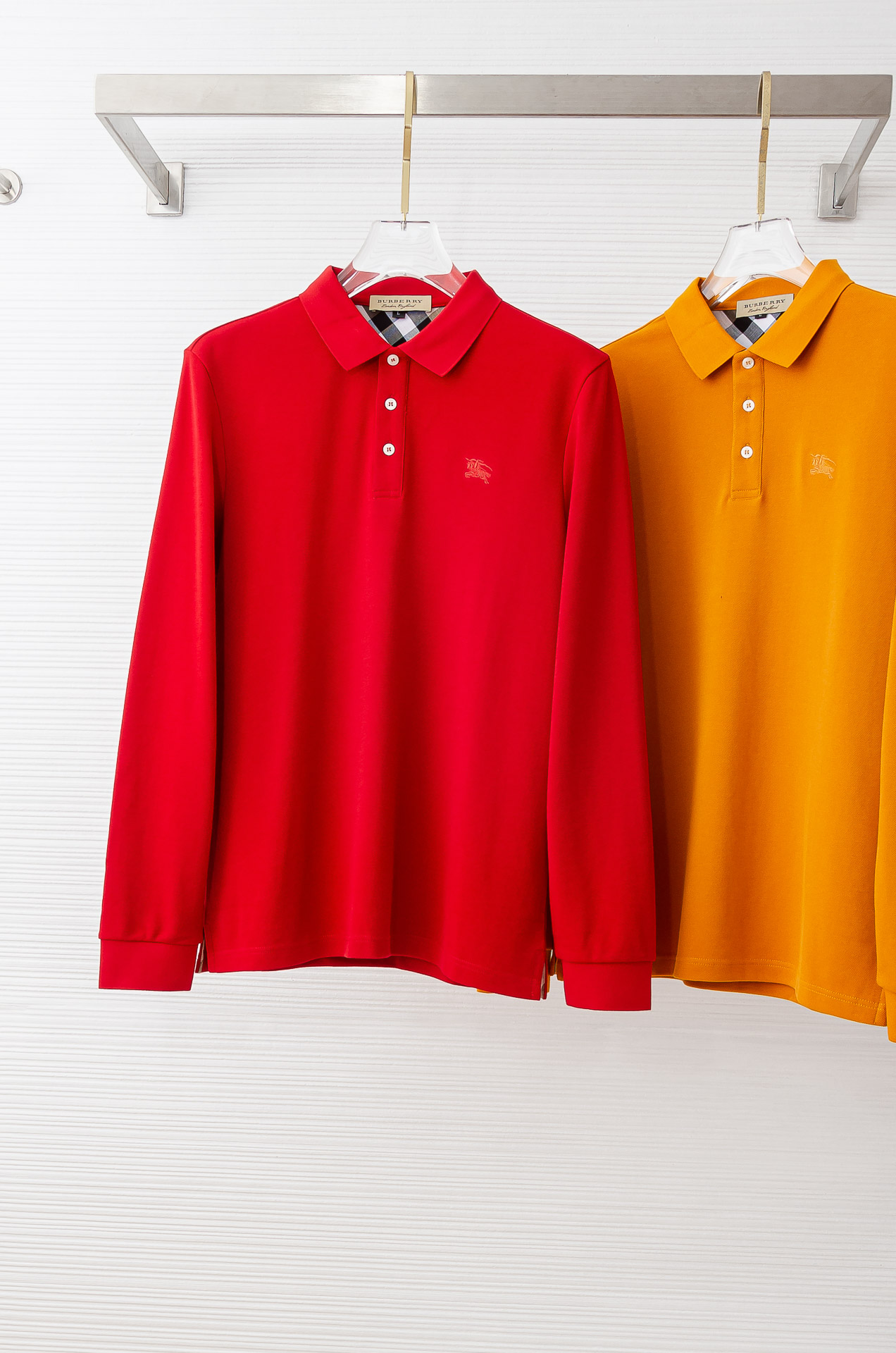 BURB#ERRY 巴宝/莉2025FW新品 轻奢男士翻领长袖T恤衫#精选客供进口100%棉采用高密度工