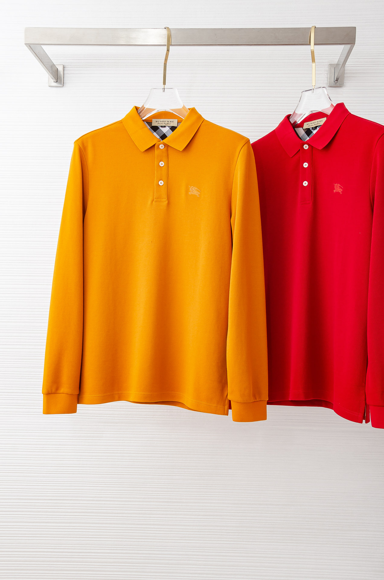 BURB#ERRY 巴宝/莉2025FW新品 轻奢男士翻领长袖T恤衫#精选客供进口100%棉采用高密度工