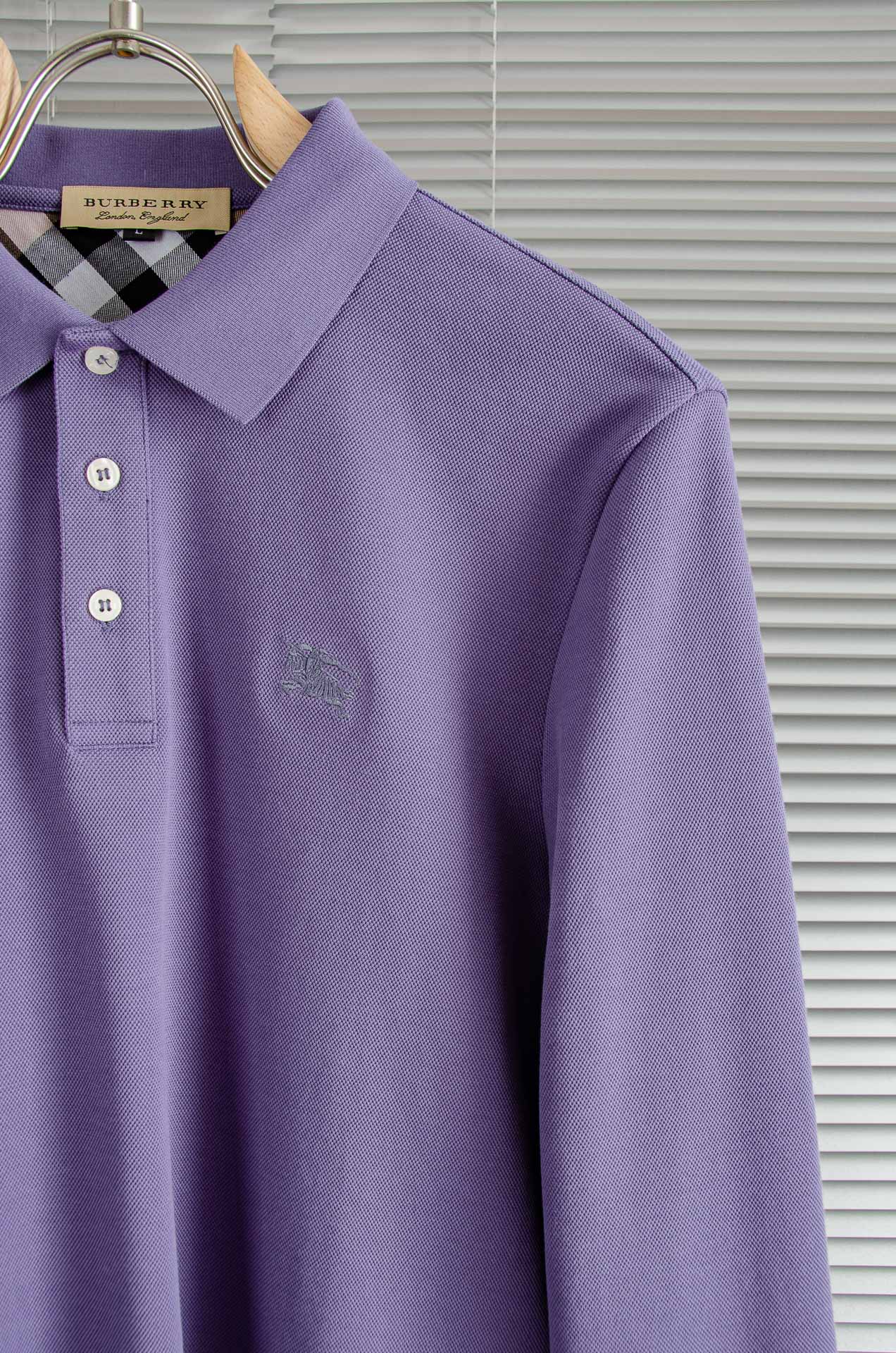 BURBE#RRY巴宝莉2026FW新品 轻奢男士翻领长袖T恤衫#精选客供进口100%棉采用高密度工艺打