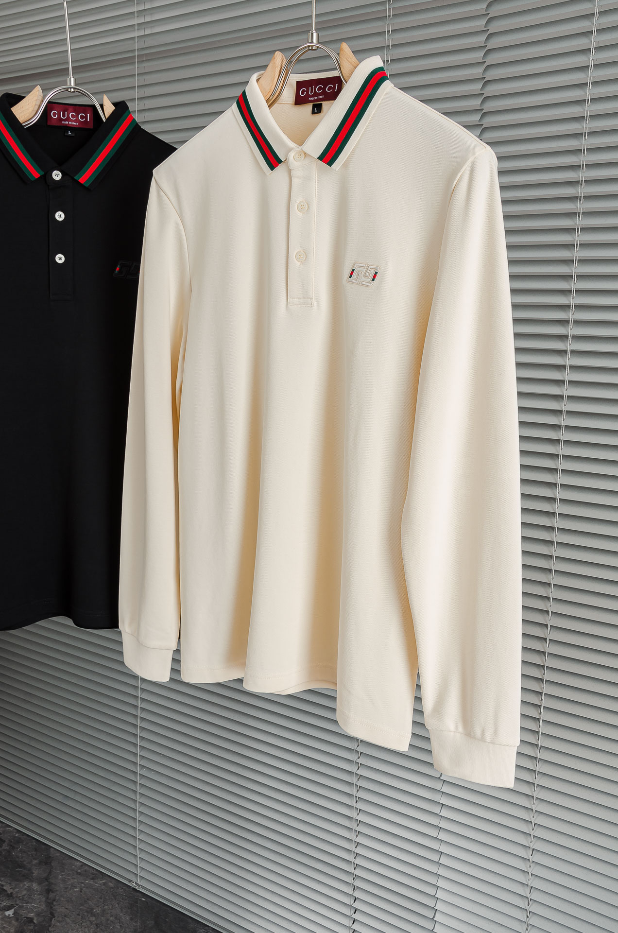 GU#CCI 2026FW新品 轻奢男士翻领长袖T恤衫#精选客供进口100%棉采用高密度工艺打造而成，手