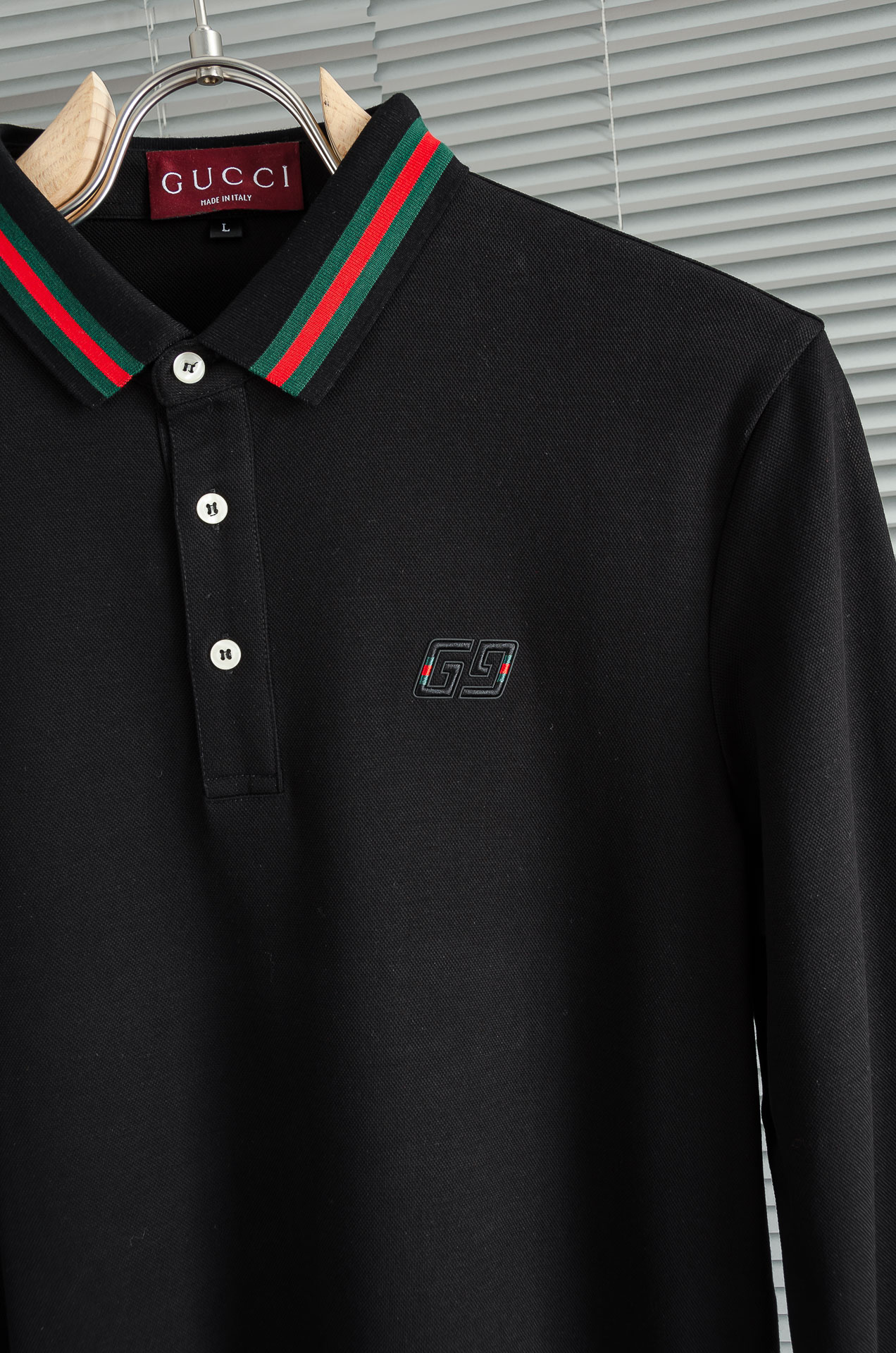 GU#CCI 2026FW新品 轻奢男士翻领长袖T恤衫#精选客供进口100%棉采用高密度工艺打造而成，手