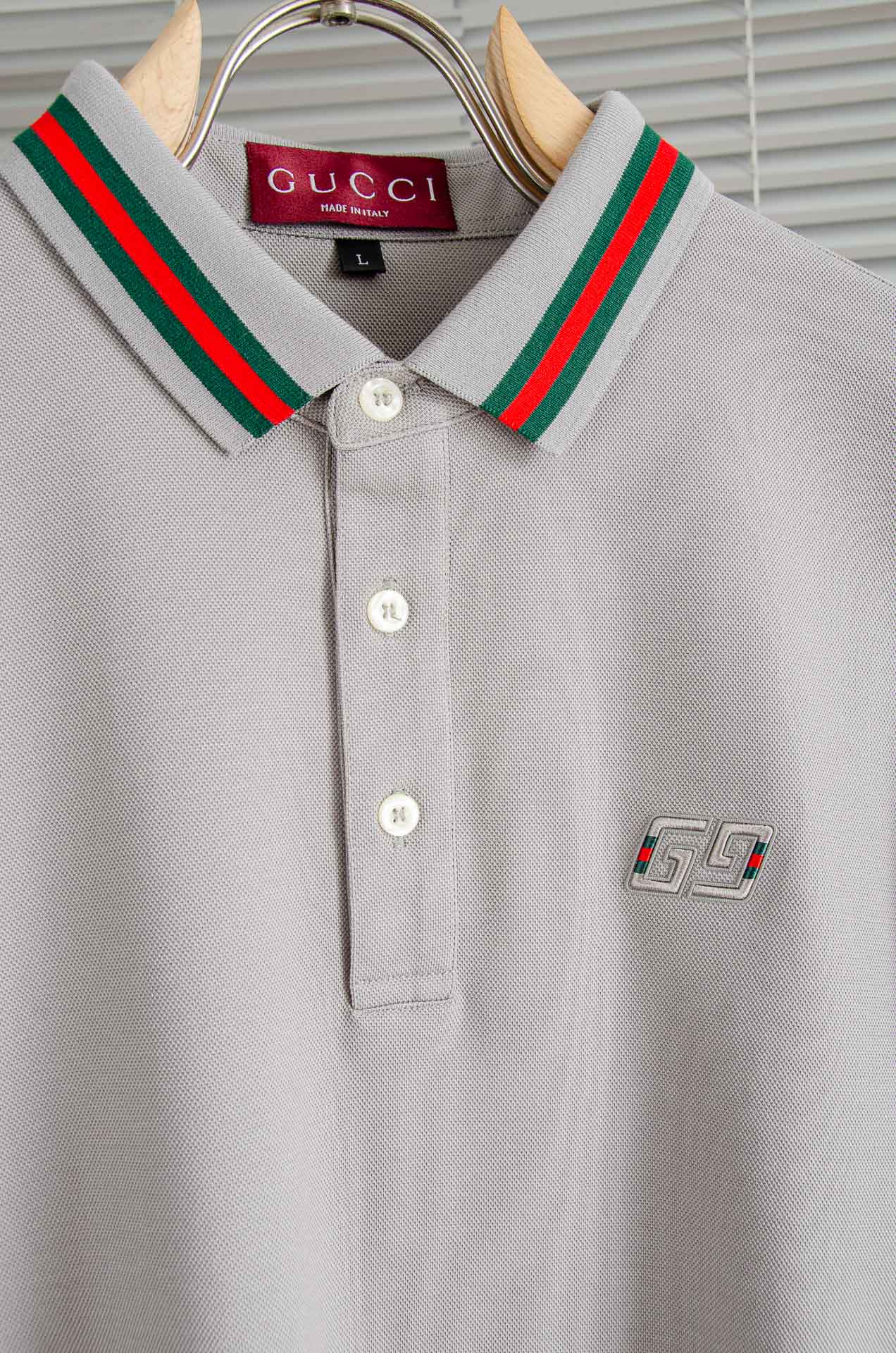 GU#CCI 2026FW新品 轻奢男士翻领长袖T恤衫#精选客供进口100%棉采用高密度工艺打造而成，手