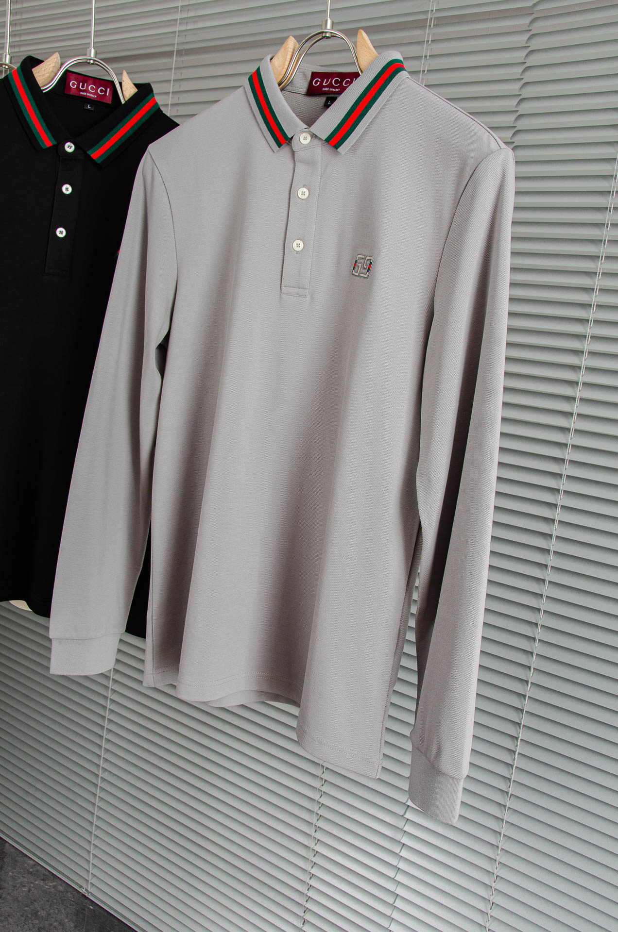 GU#CCI 2026FW新品 轻奢男士翻领长袖T恤衫#精选客供进口100%棉采用高密度工艺打造而成，手