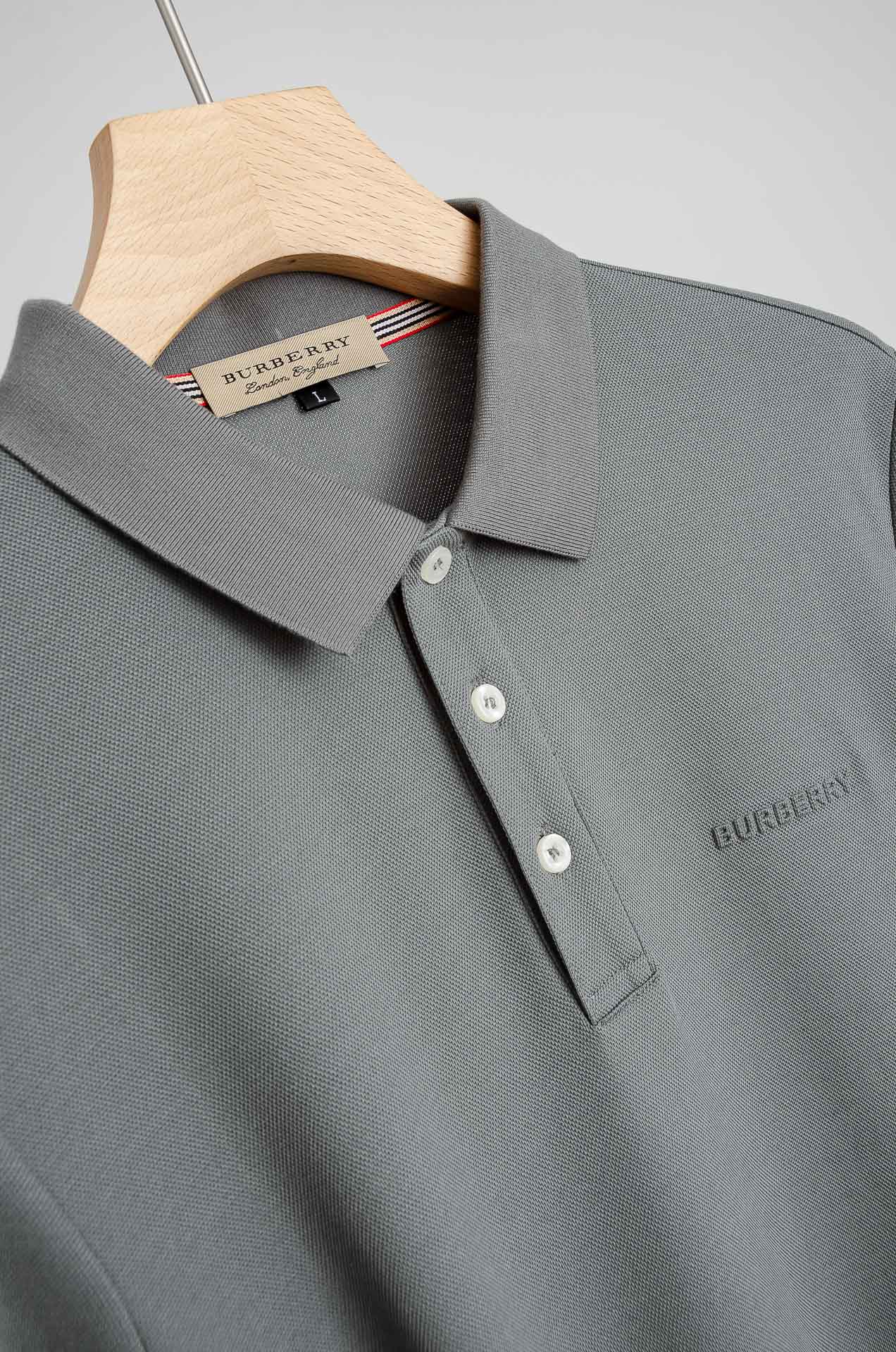 ☀️☀️ BURB*ERRY 巴宝/莉2025FW新品 轻奢男士翻领长袖T恤衫#精选客供进口100%棉采