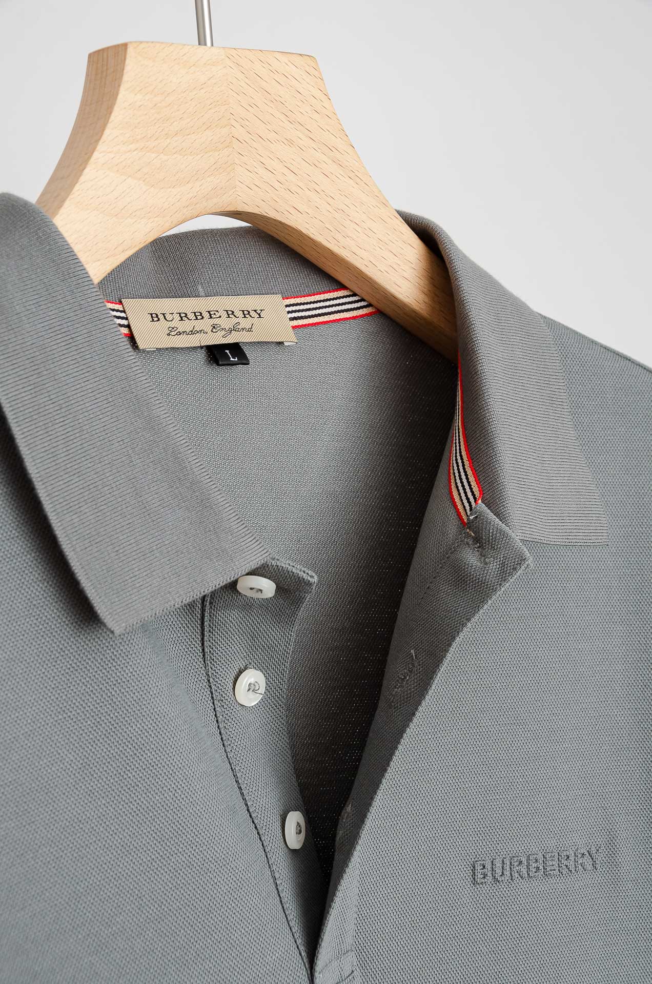 ☀️☀️ BURB*ERRY 巴宝/莉2025FW新品 轻奢男士翻领长袖T恤衫#精选客供进口100%棉采