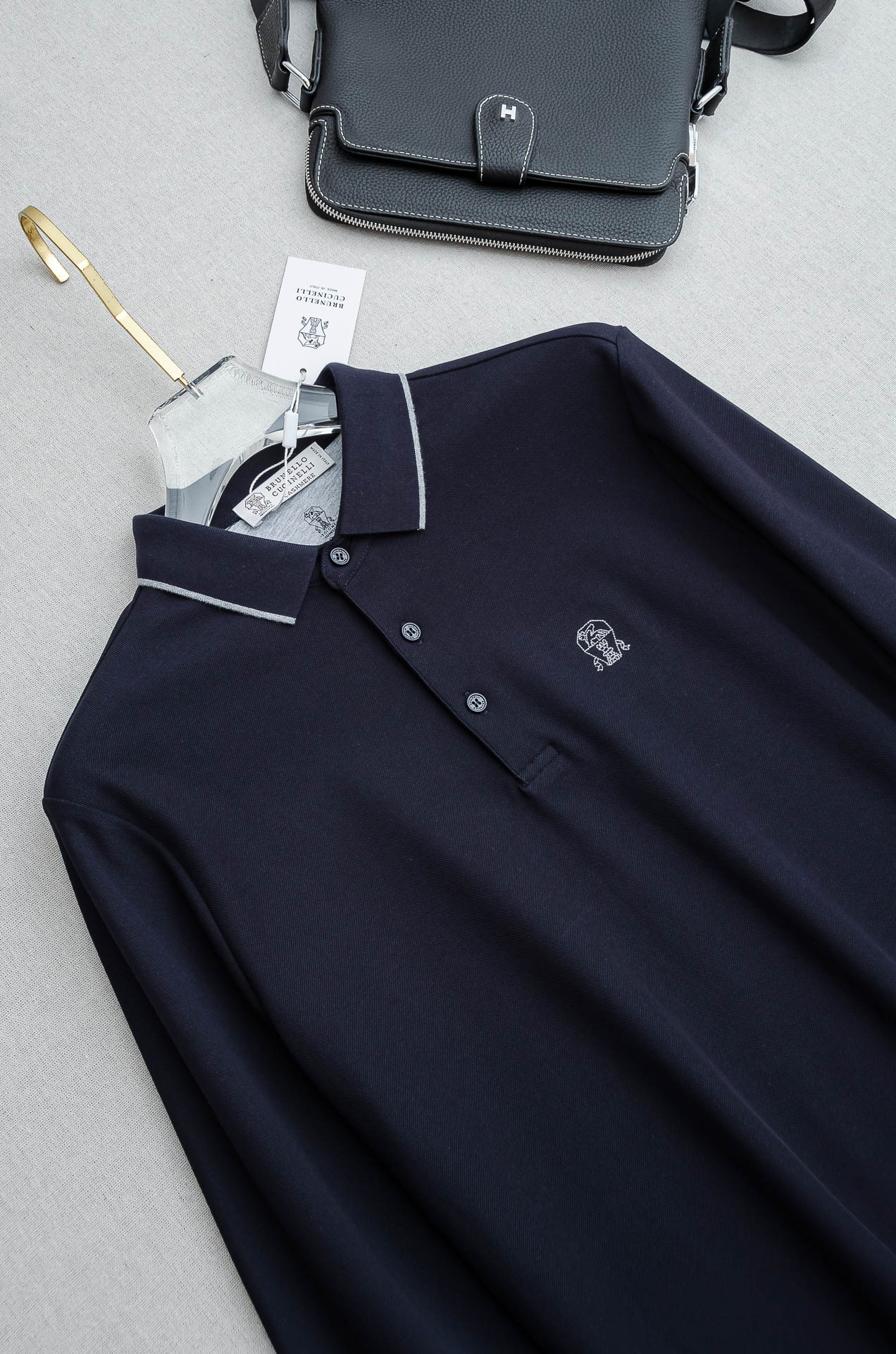 BC 2025FW新品 轻奢男士翻领长袖T恤衫#精选客供进口100%棉采用高密度工艺打造而成，手感细腻柔