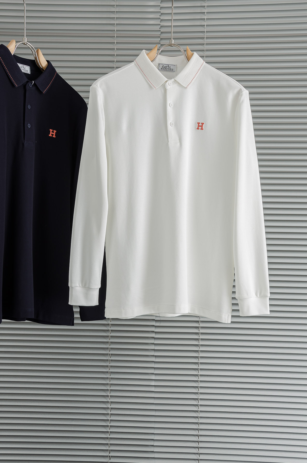HER#MES爱马＊仕2025FW秋冬新品 轻奢男士翻领长袖T恤衫#精选客供进口100%棉采用高密度工艺