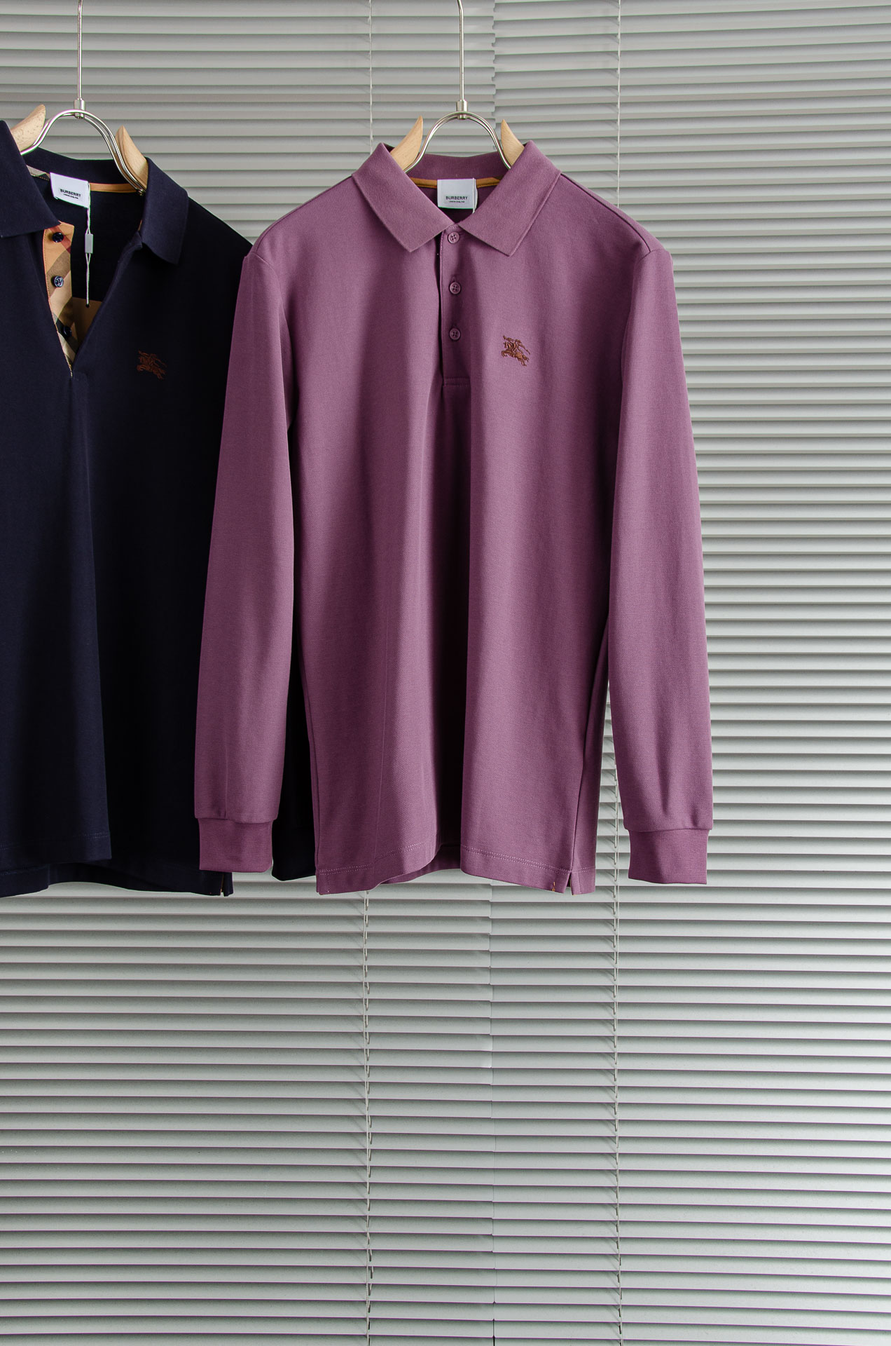 BURB#ERRY巴宝/莉2026FW秋冬新品 轻奢男士翻领长袖T恤衫#精选客供进口100%棉采用高密度