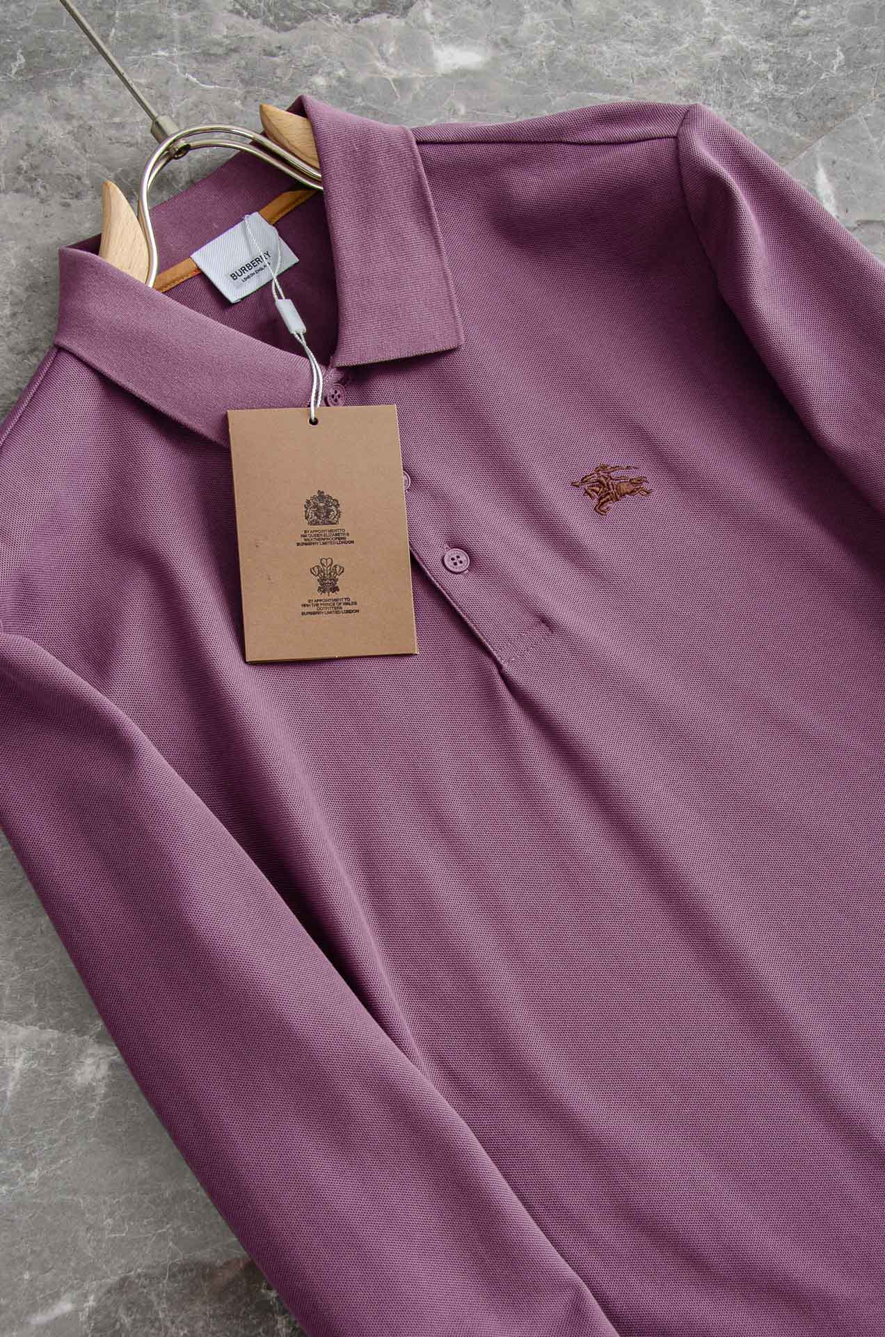 BURB#ERRY巴宝/莉2026FW秋冬新品 轻奢男士翻领长袖T恤衫#精选客供进口100%棉采用高密度