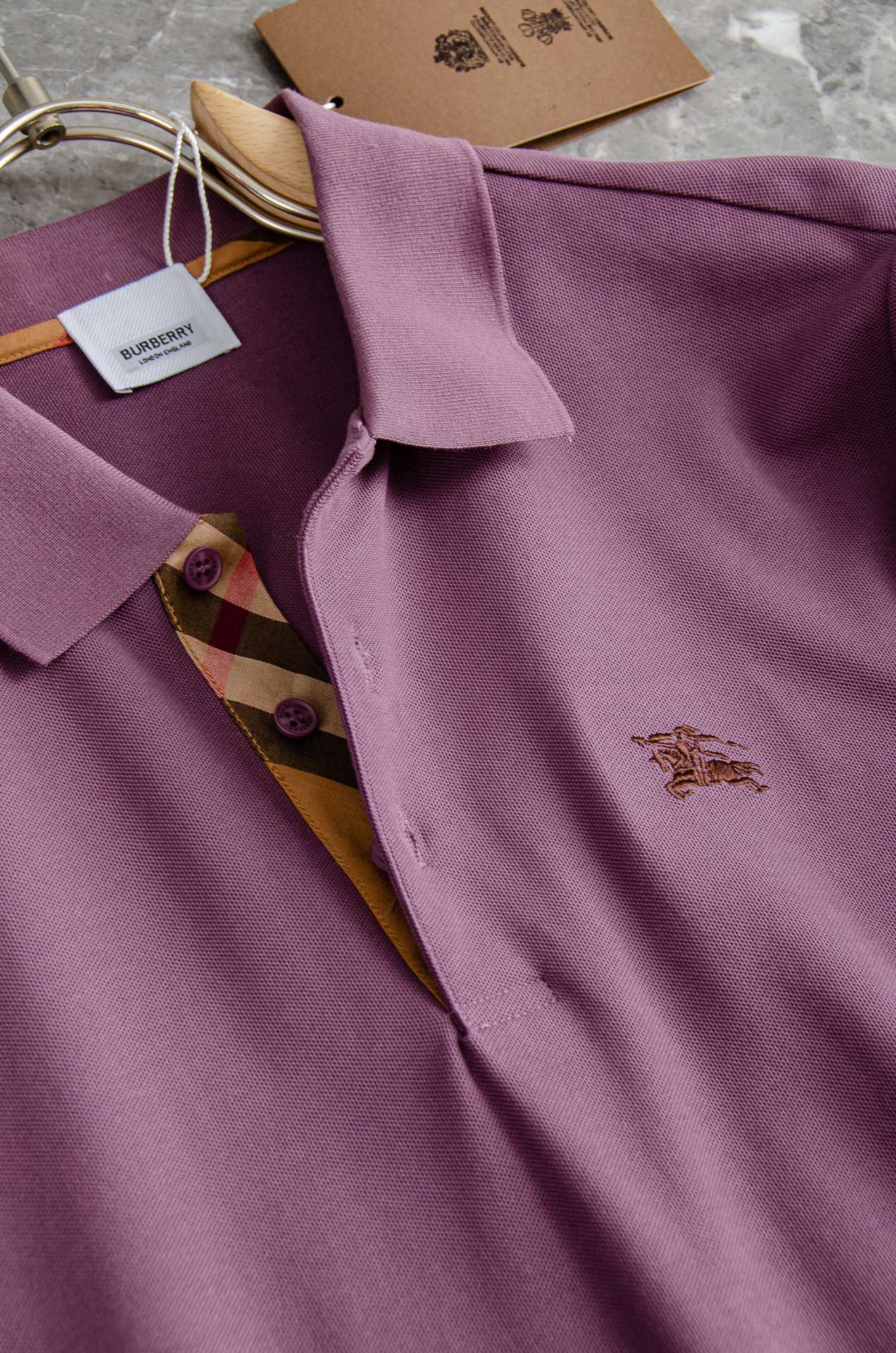 BURB#ERRY巴宝/莉2026FW秋冬新品 轻奢男士翻领长袖T恤衫#精选客供进口100%棉采用高密度