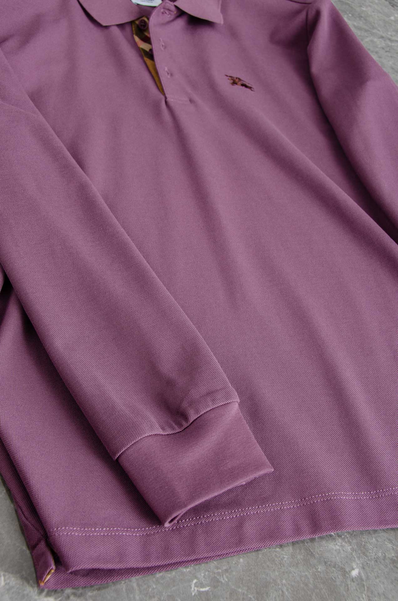 BURB#ERRY巴宝/莉2026FW秋冬新品 轻奢男士翻领长袖T恤衫#精选客供进口100%棉采用高密度