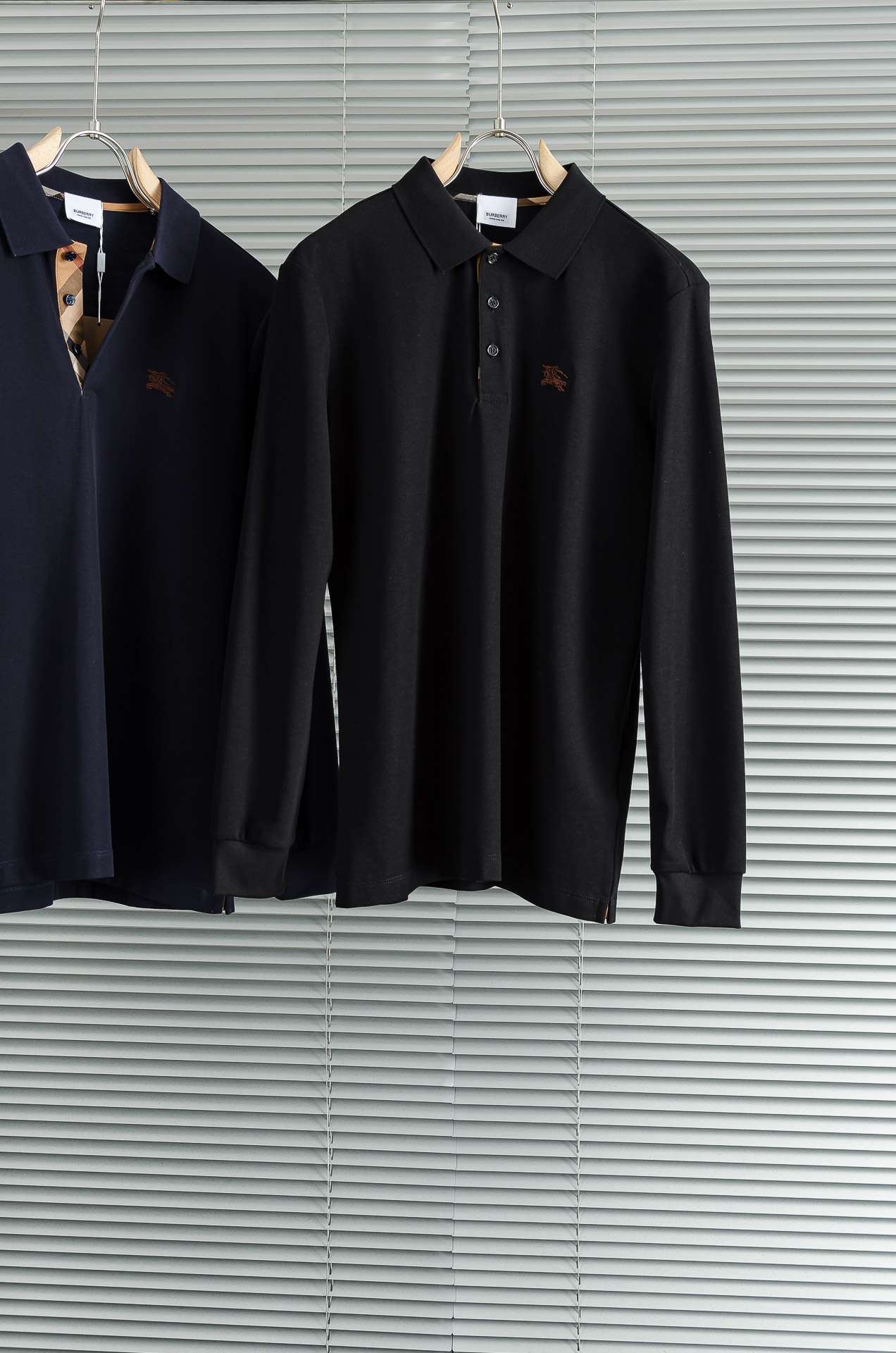 BURB#ERRY巴宝/莉2026FW秋冬新品 轻奢男士翻领长袖T恤衫#精选客供进口100%棉采用高密度