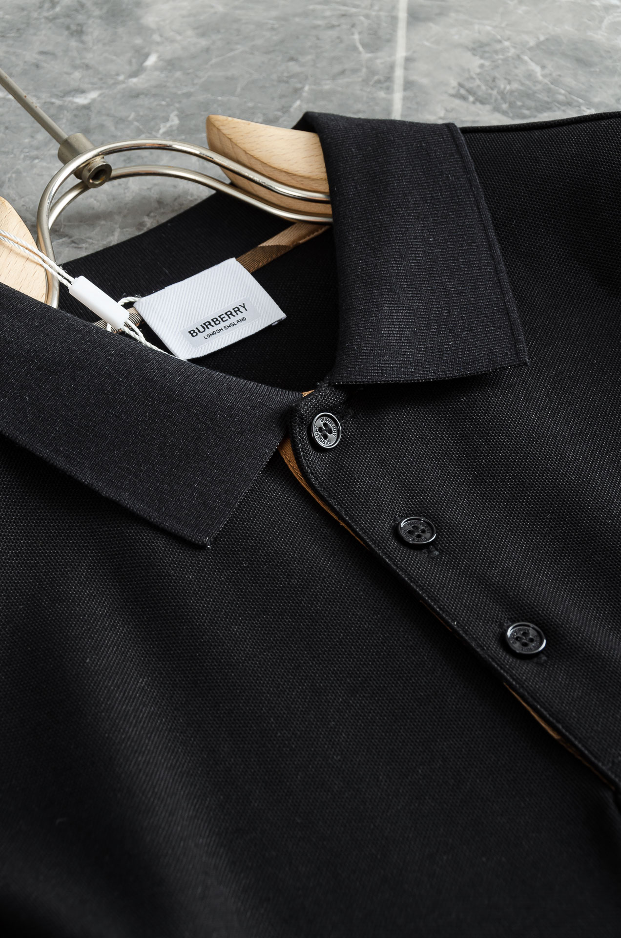 BURB#ERRY巴宝/莉2026FW秋冬新品 轻奢男士翻领长袖T恤衫#精选客供进口100%棉采用高密度