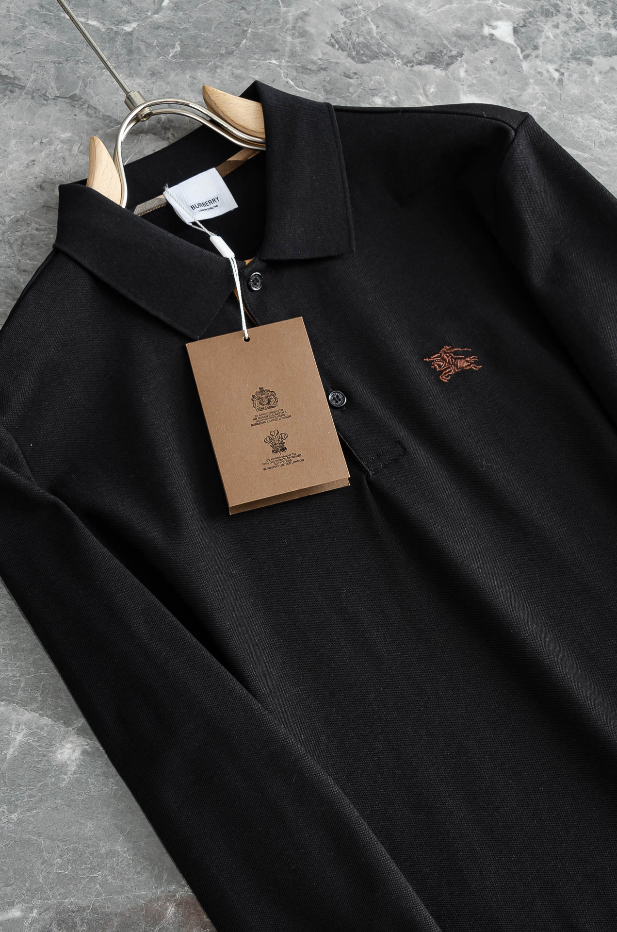 BURB#ERRY巴宝/莉2026FW秋冬新品 轻奢男士翻领长袖T恤衫#精选客供进口100%棉采用高密度