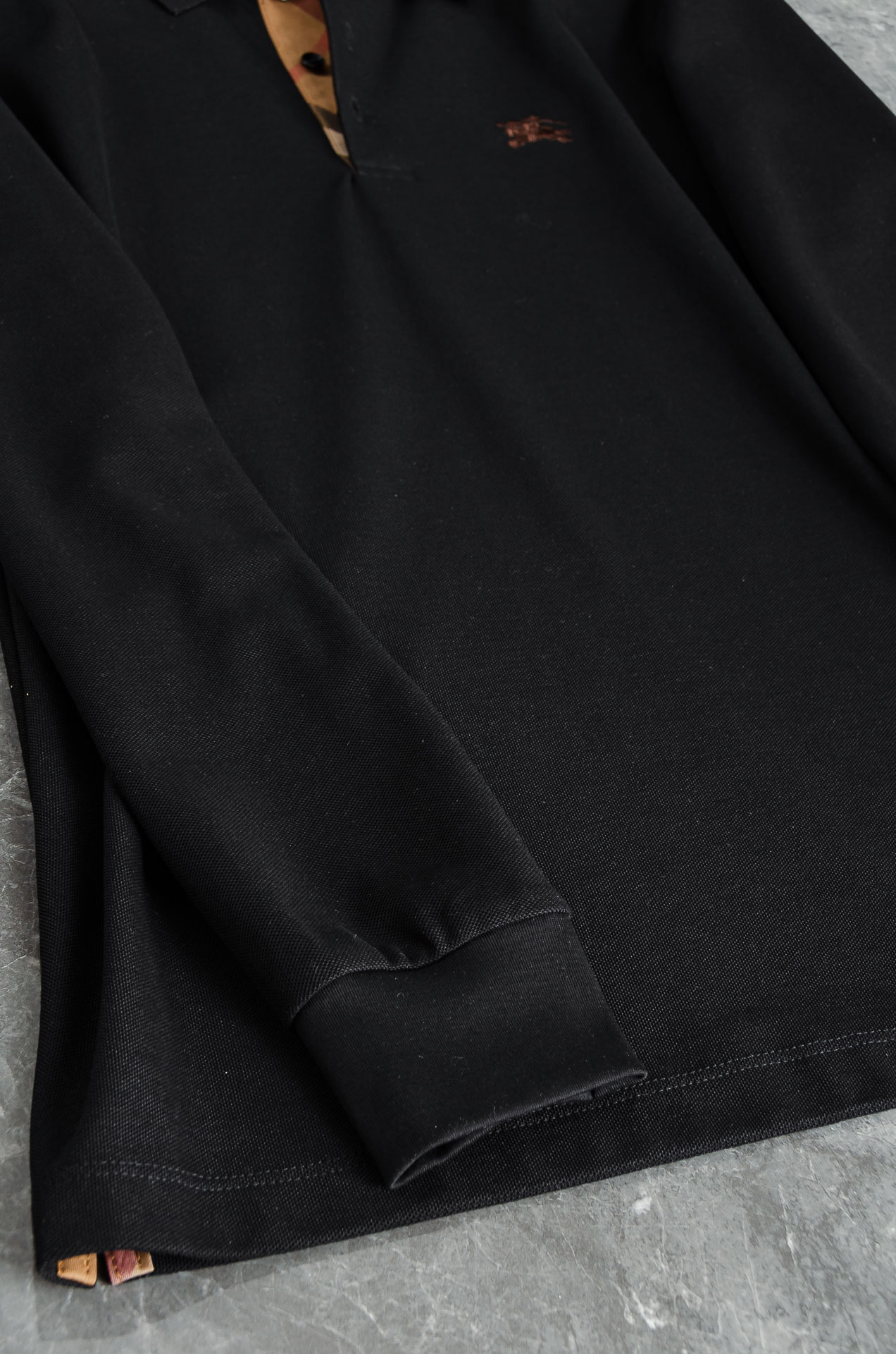 BURB#ERRY巴宝/莉2026FW秋冬新品 轻奢男士翻领长袖T恤衫#精选客供进口100%棉采用高密度