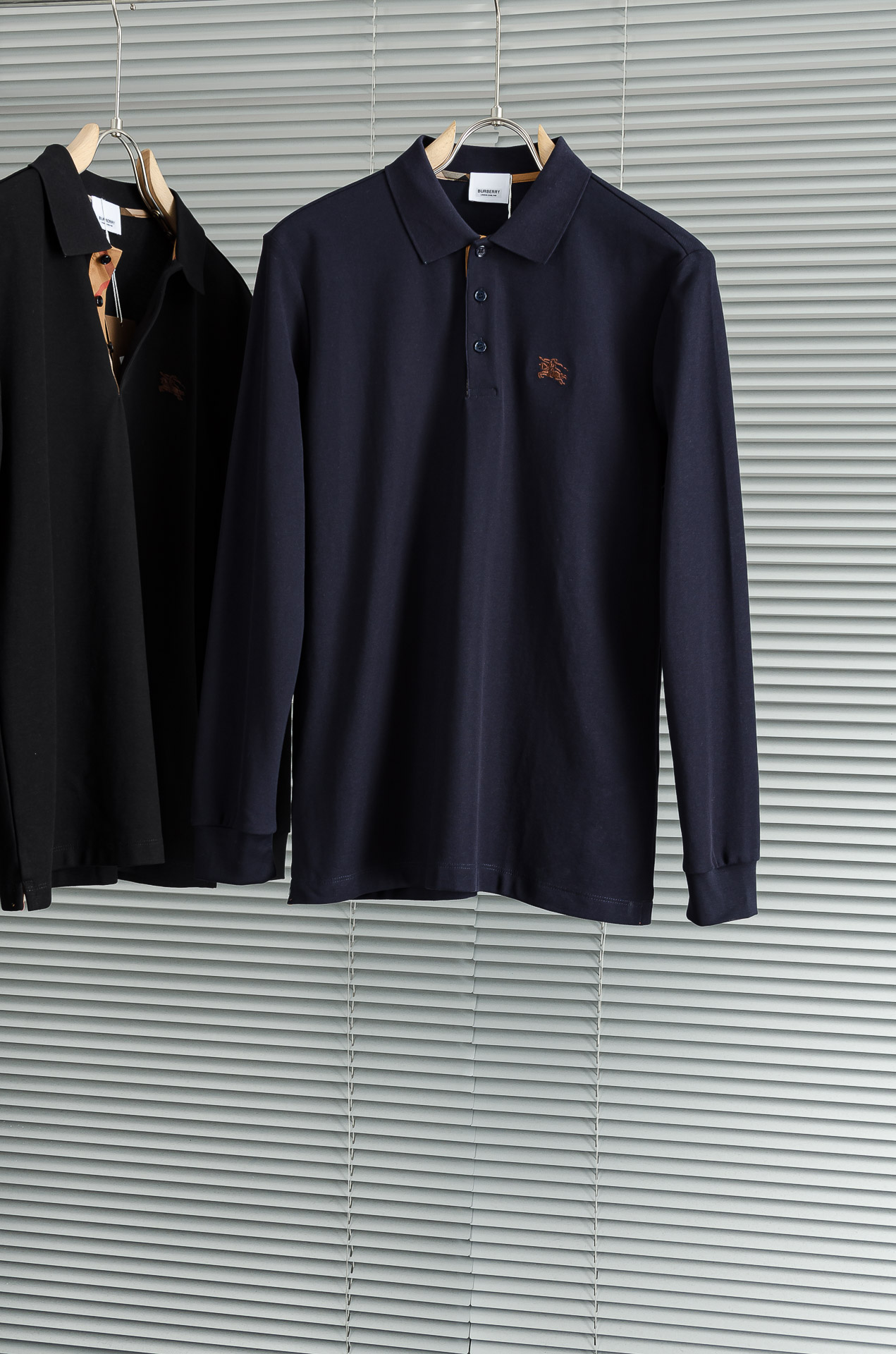 BURB#ERRY巴宝/莉2025FW秋冬新品 轻奢男士翻领长袖T恤衫#精选客供进口100%棉采用高密度