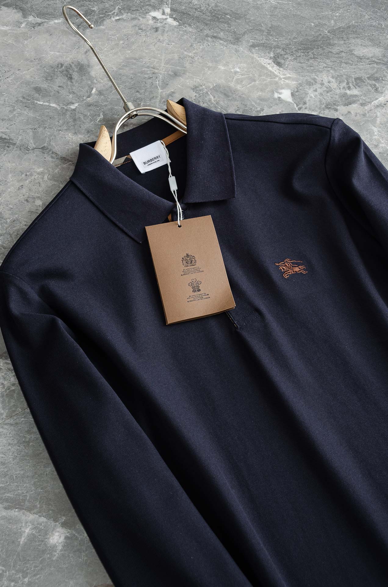 BURB#ERRY巴宝/莉2025FW秋冬新品 轻奢男士翻领长袖T恤衫#精选客供进口100%棉采用高密度