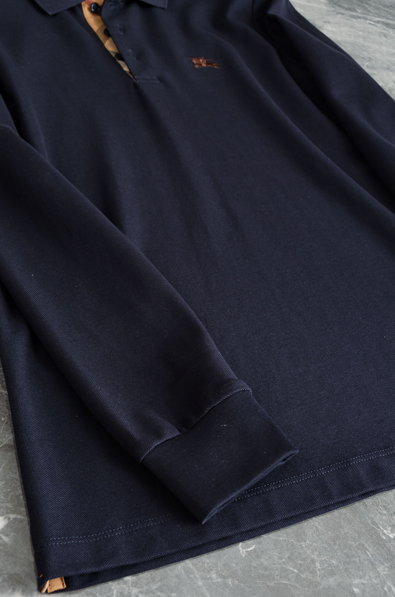 BURB#ERRY巴宝/莉2025FW秋冬新品 轻奢男士翻领长袖T恤衫#精选客供进口100%棉采用高密度