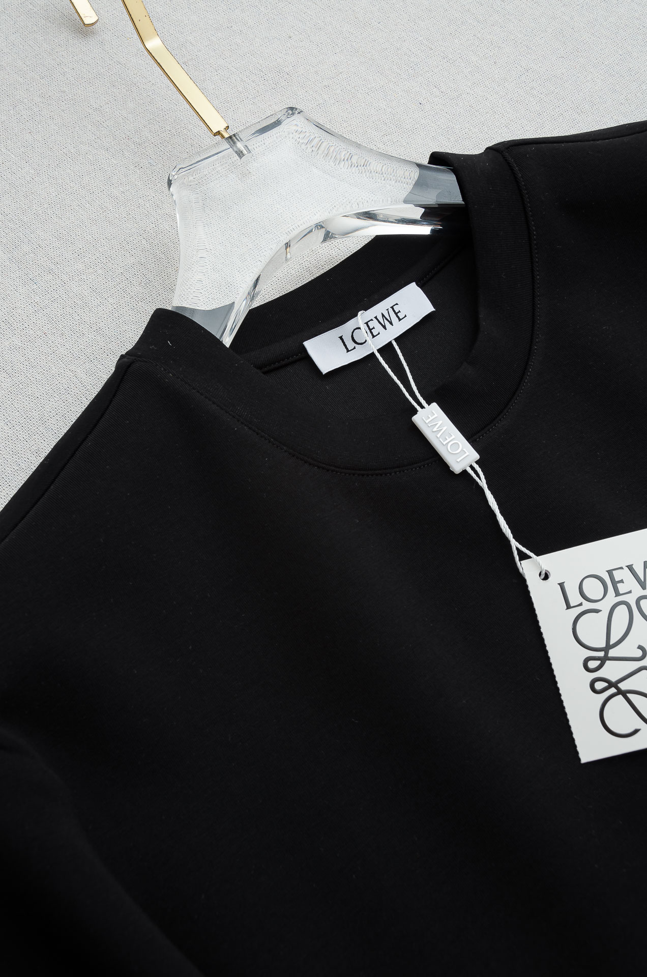 🌾 LOE#WE 罗意/威2026秋冬太空棉字母刺绣logo时尚百搭打底圆领短袖衫，精致工艺专柜面料，顶