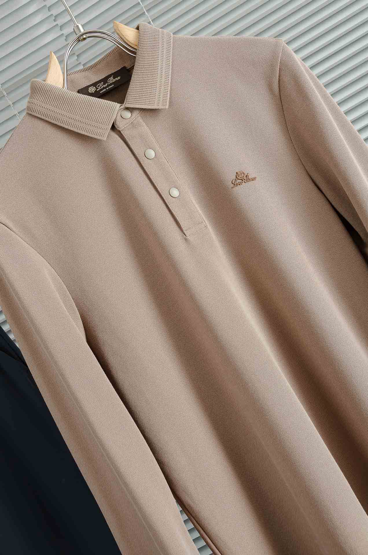 Loro Piana诺悠翩雅 2026FW新品 轻奢男士翻领长袖T恤衫#精选客供进口长绒棉采用高密度工艺