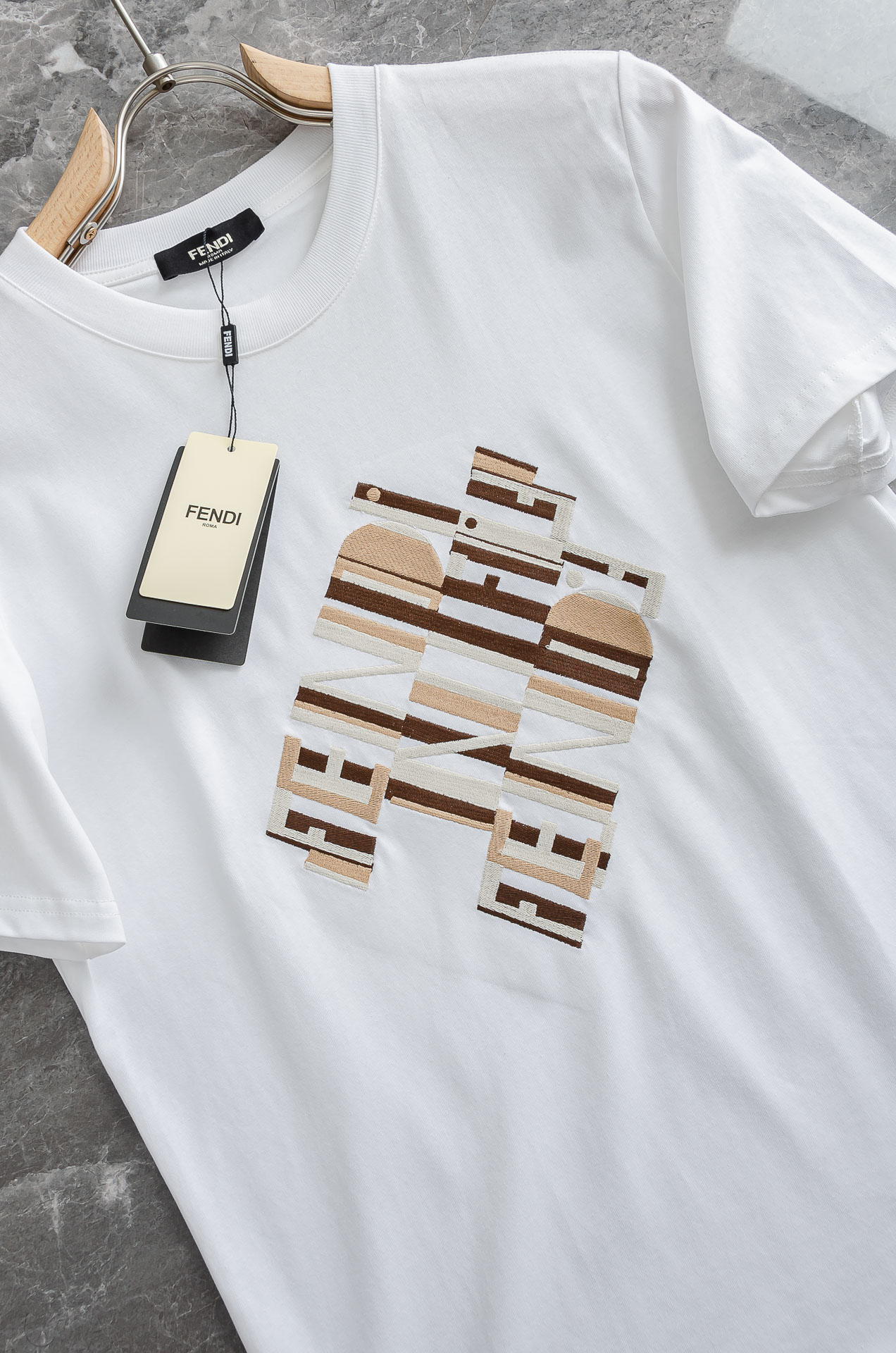 FENDI芬迪2026SS最新客供进口长绒棉男士圆领短袖T恤衫#定织定染100%长绒棉，最大程度的给你带
