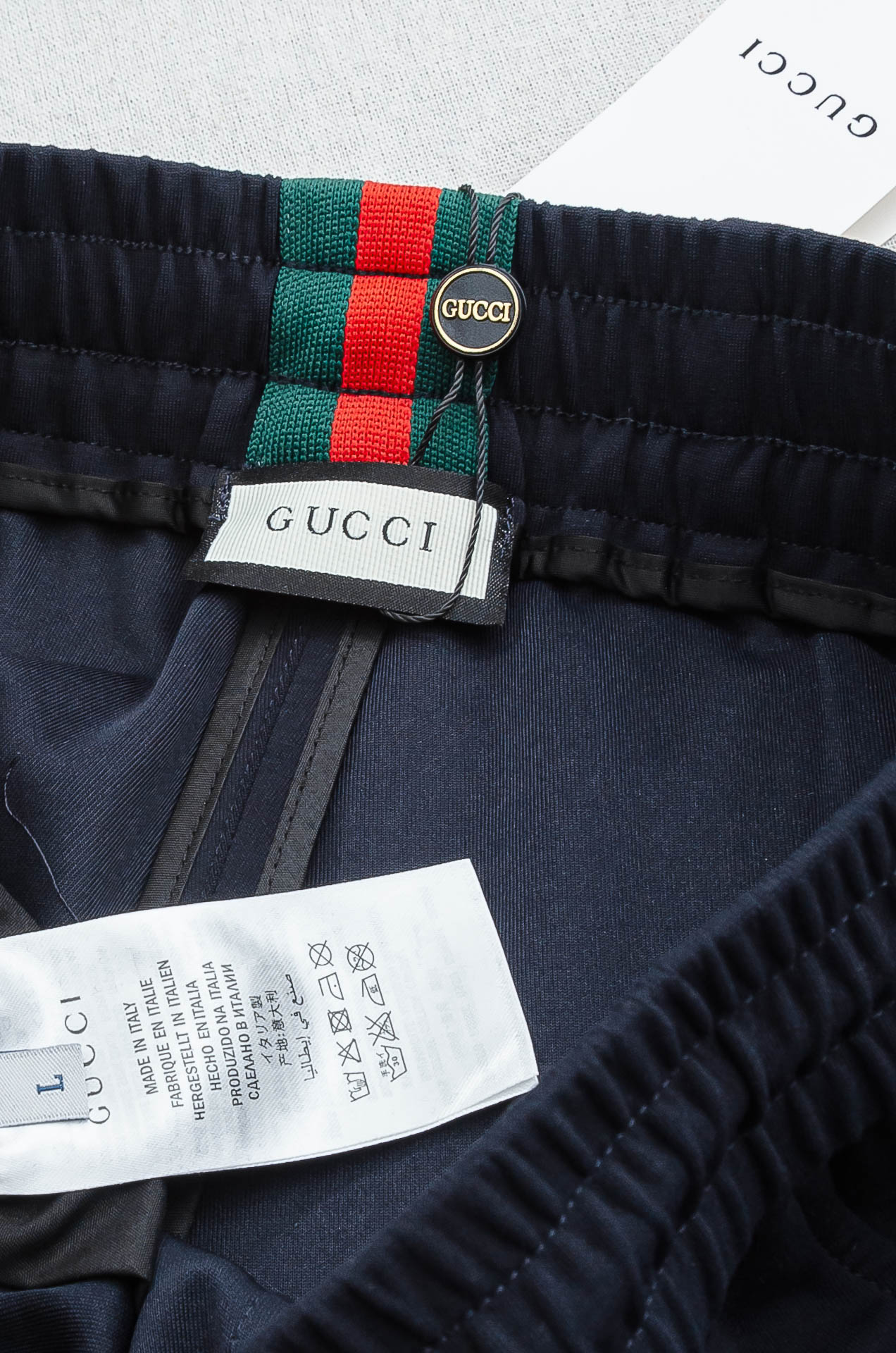 Gucci古驰26FW最新款精梳棉混纺挺括有型自带筋骨感抗皱性极强四面弹力包容性好弹力松紧腰搭配抽绳设计