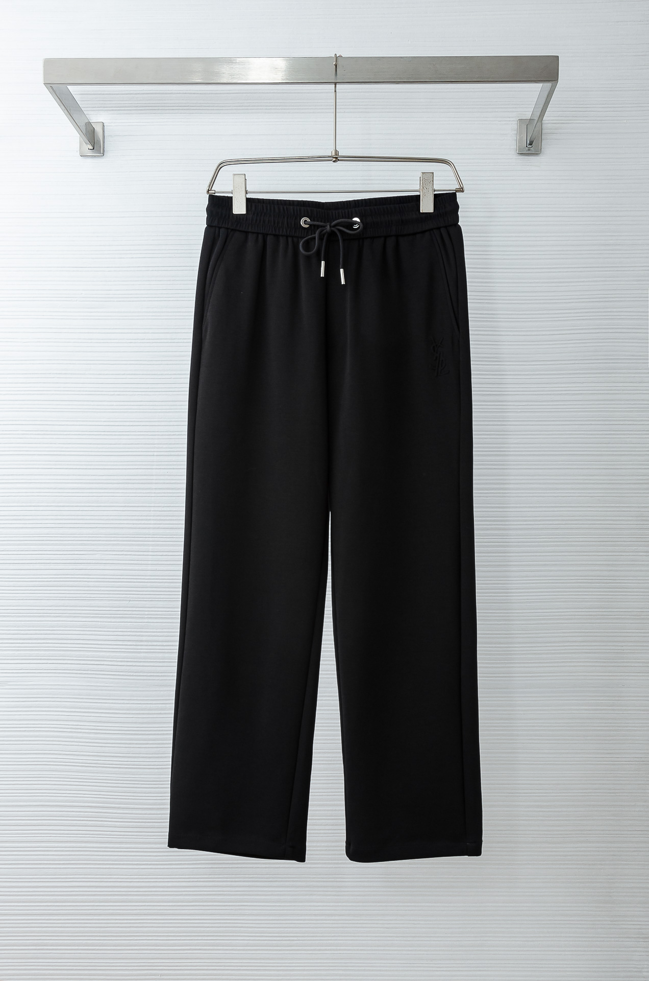 YsL 26FW最新款精梳棉混纺挺括有型自带筋骨感抗皱性极强四面弹力包容性好弹力松紧腰搭配抽绳设计直筒立