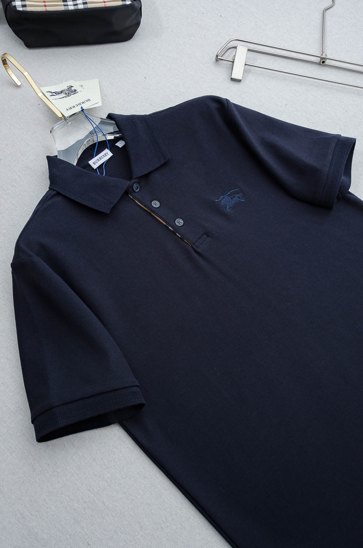 Burberry巴宝莉 2026//男士商务休闲纯色翻领短袖POLO衫#客供进口100%珠地棉面料，甄选