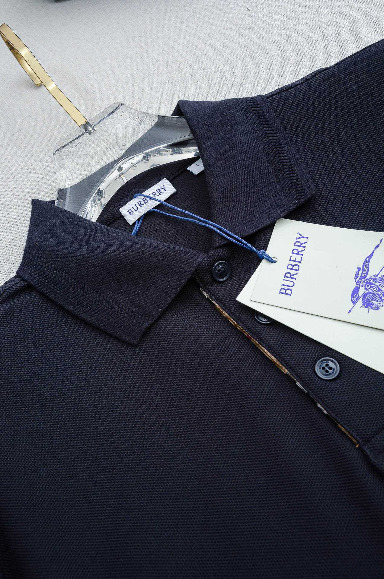Burberry巴宝莉 2026//男士商务休闲纯色翻领短袖POLO衫#客供进口100%珠地棉面料，甄选