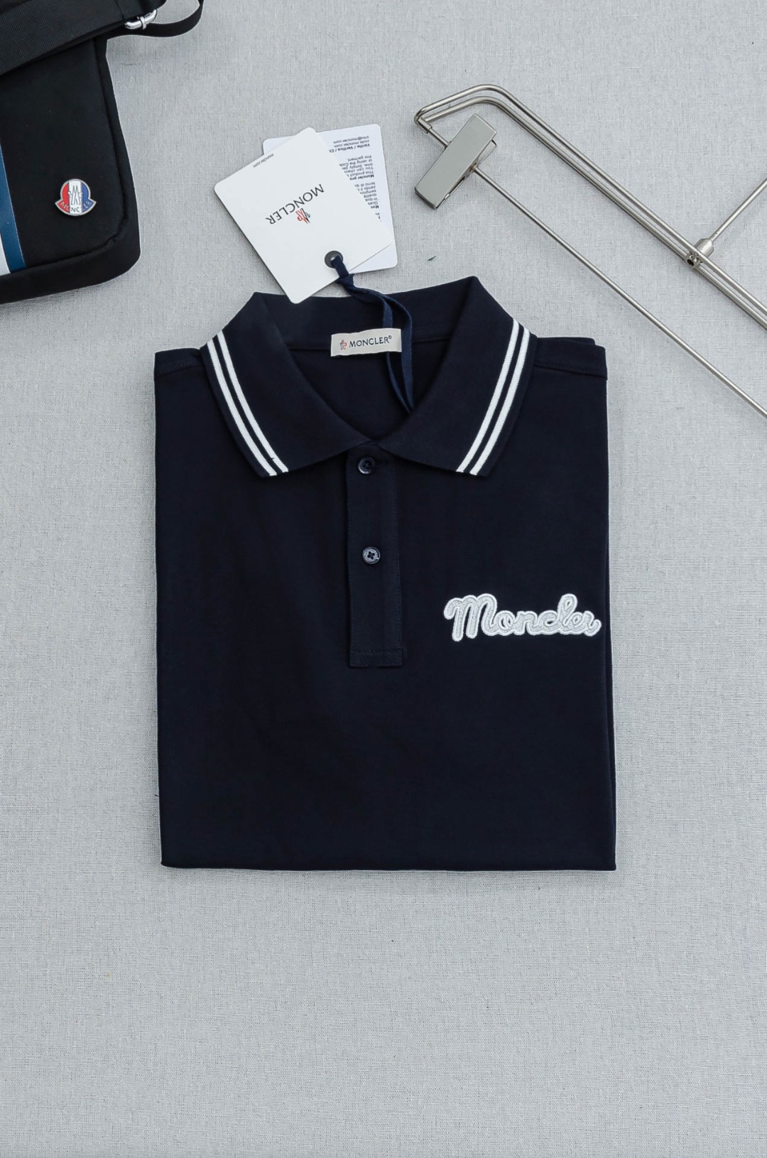 MONCLER蒙口 2026//男士商务休闲纯色翻领短袖POLO衫#客供进口100%珠地棉面料，甄选上等