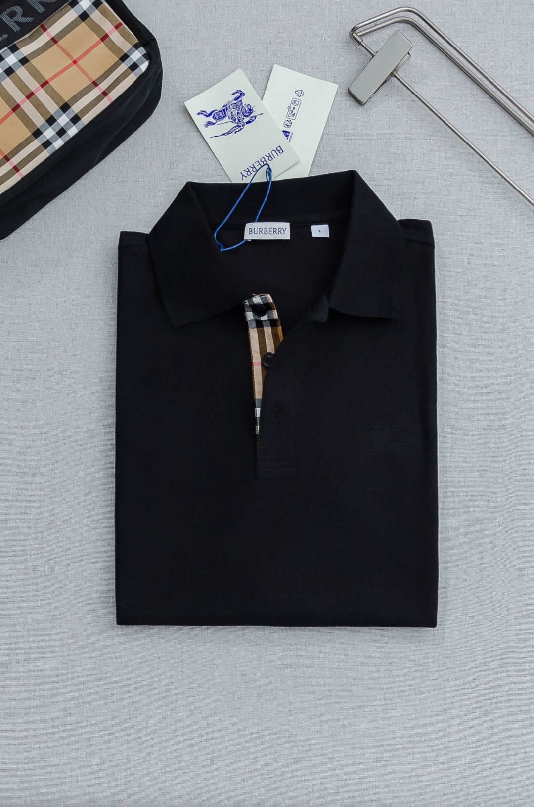 Burberry巴宝莉 2026//男士商务休闲纯色翻领短袖POLO衫#客供进口100%珠地棉面料，甄选