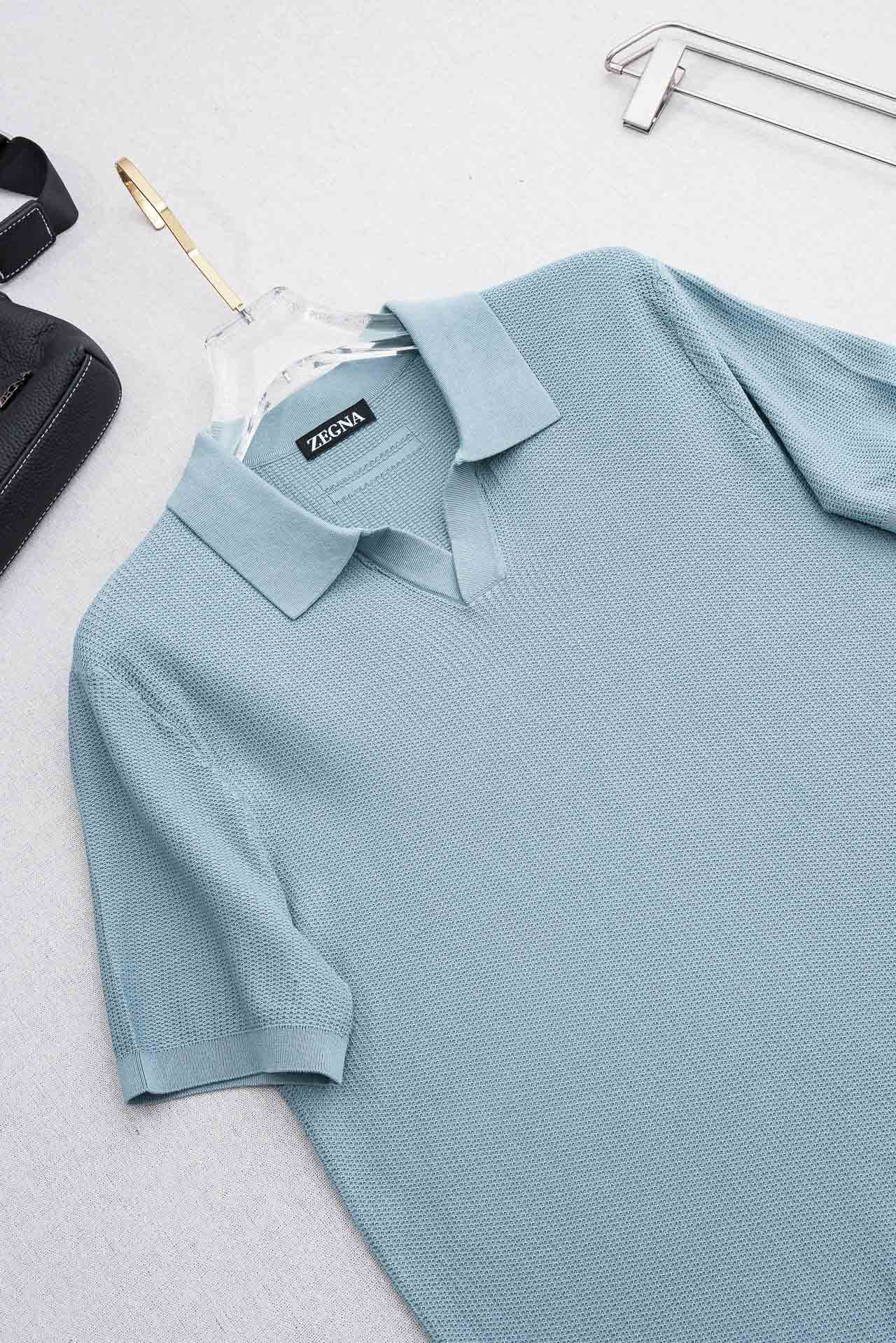 杰尼亚zegna2026春夏新款 桑蚕丝混纺男士针织短袖衫！采用5.5%蚕丝+65.2％莱赛尔天丝+29