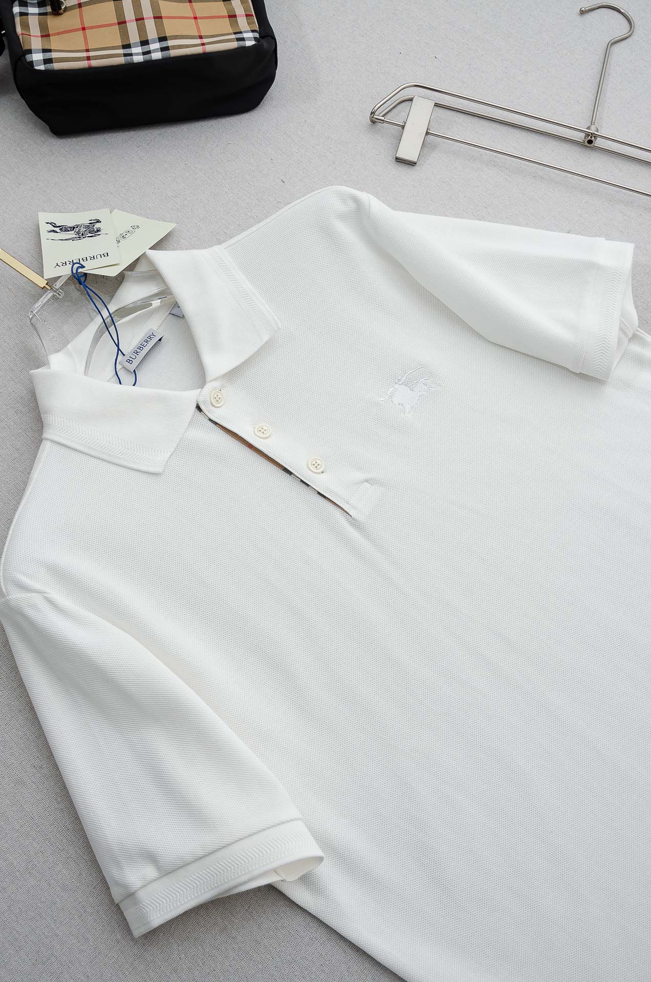 Burberry巴宝莉 2026男士商务休闲纯色翻领短袖POLO衫#客供进口100%珠地棉面料，甄选上等