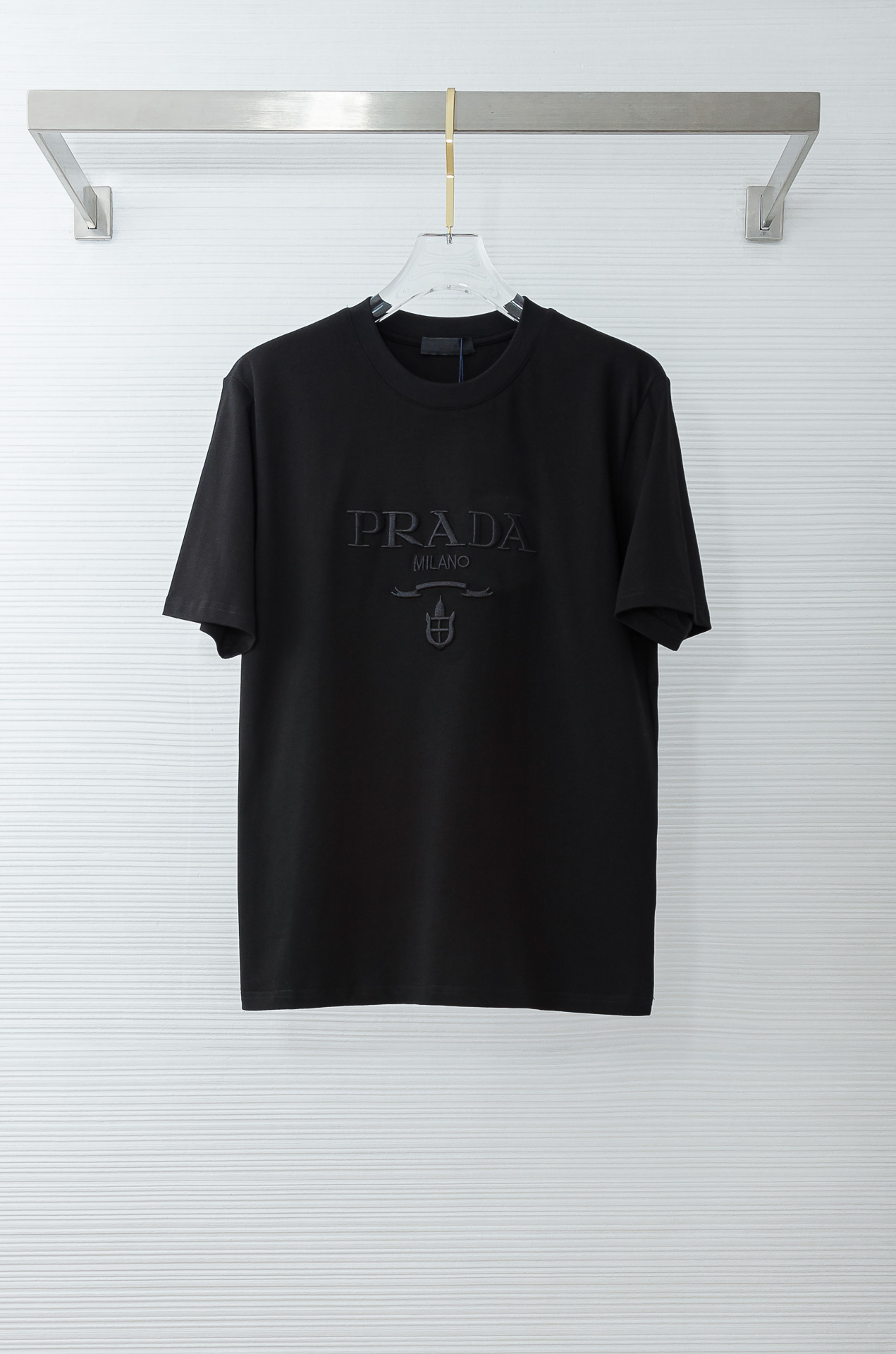 Prada普拉达2026SS最新客供进口长绒棉立体剪裁男士圆领短袖T恤衫#定织定染100%长绒棉，最大程