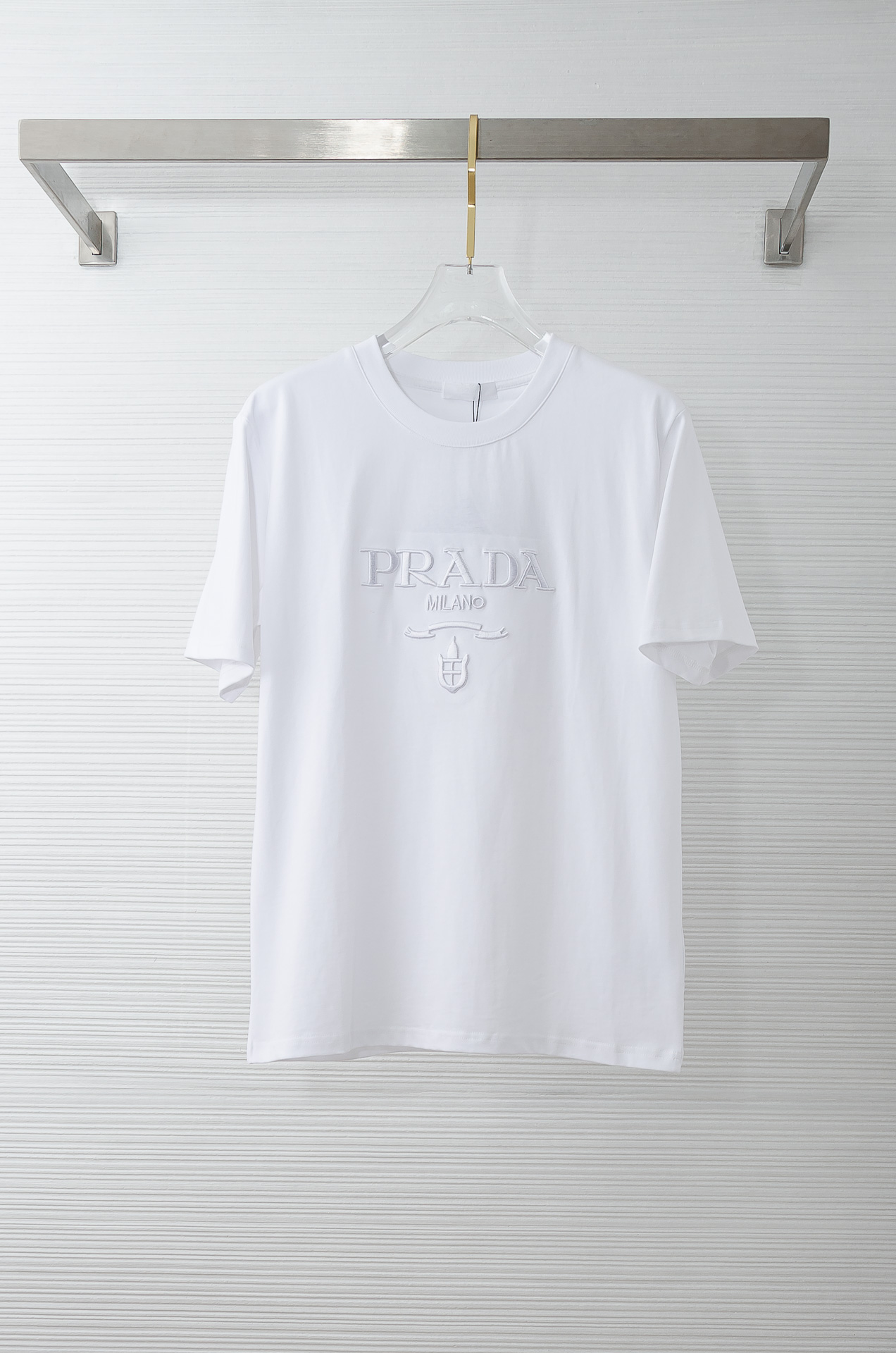 Prada普拉达2026SS最新客供进口长绒棉立体剪裁男士圆领短袖T恤衫#定织定染100%长绒棉，最大程
