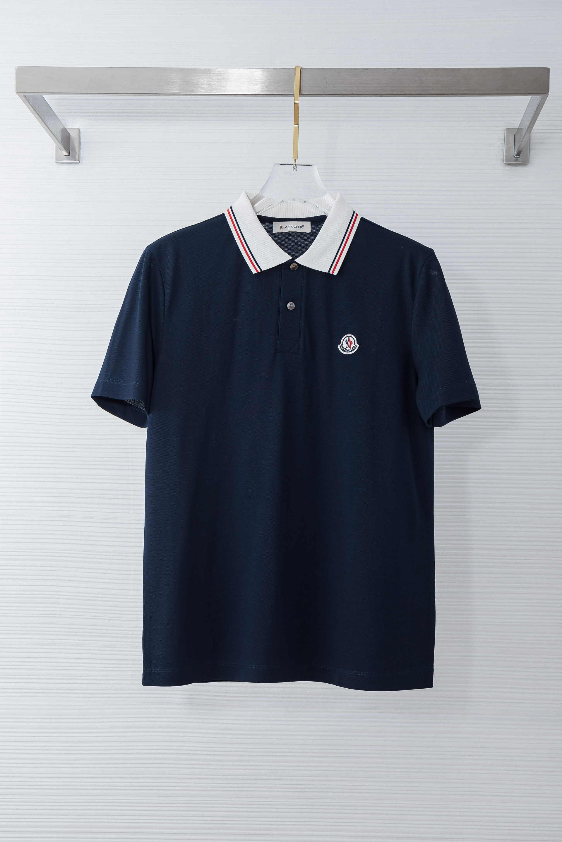 MONC*LER蒙/口2026ss春夏天丝混纺蜂窝六角肌理具有超强透气吸湿排汗男士翻领短袖POLO衫#此